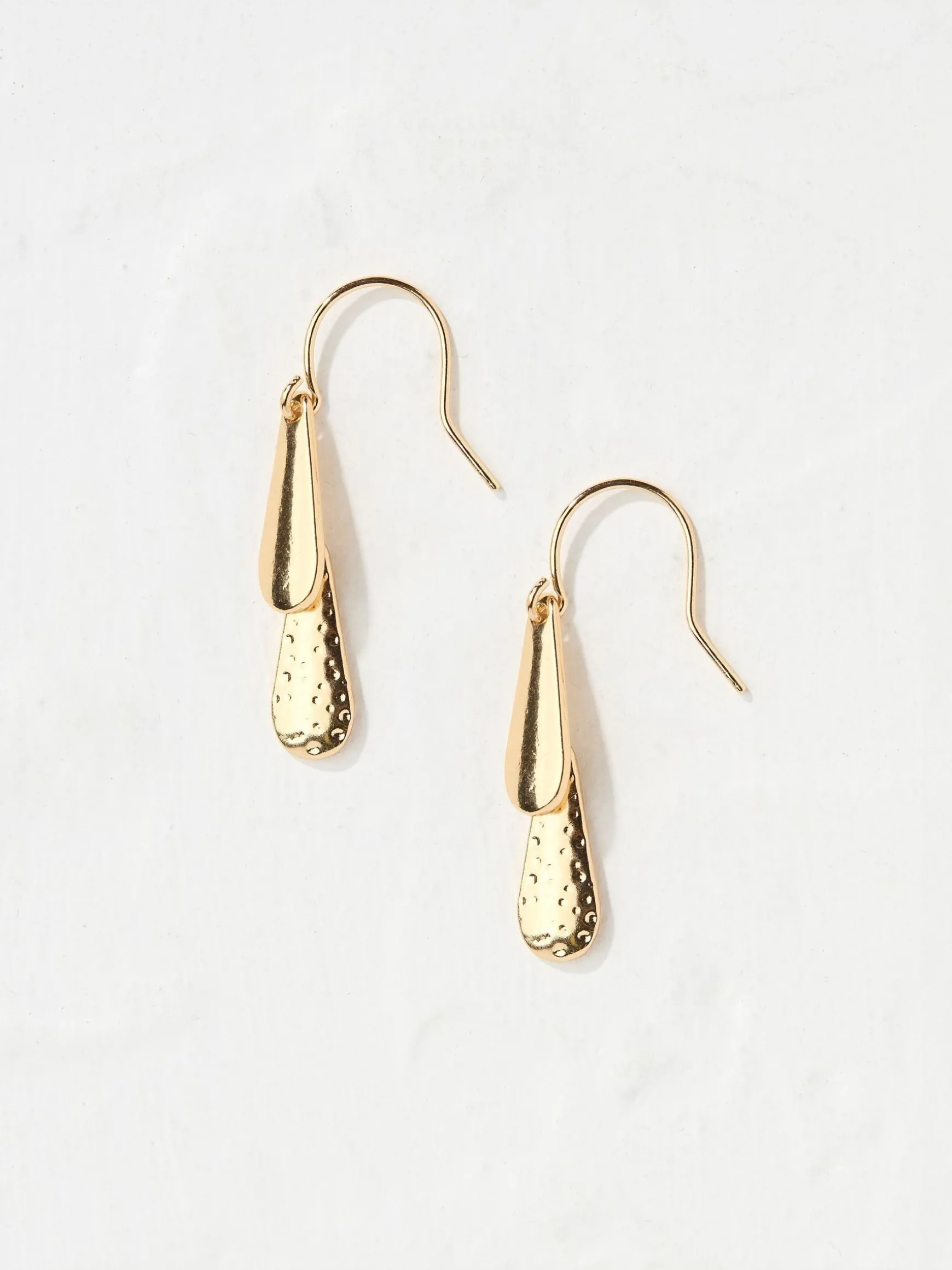 FatFace Texture Drop Earrings Gold Tone Best