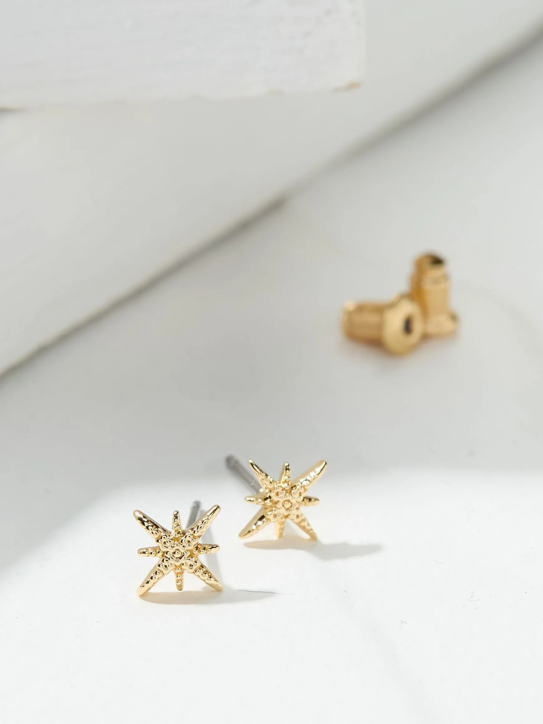 FatFace Textured Stud Earrings Gold Tone Fashion