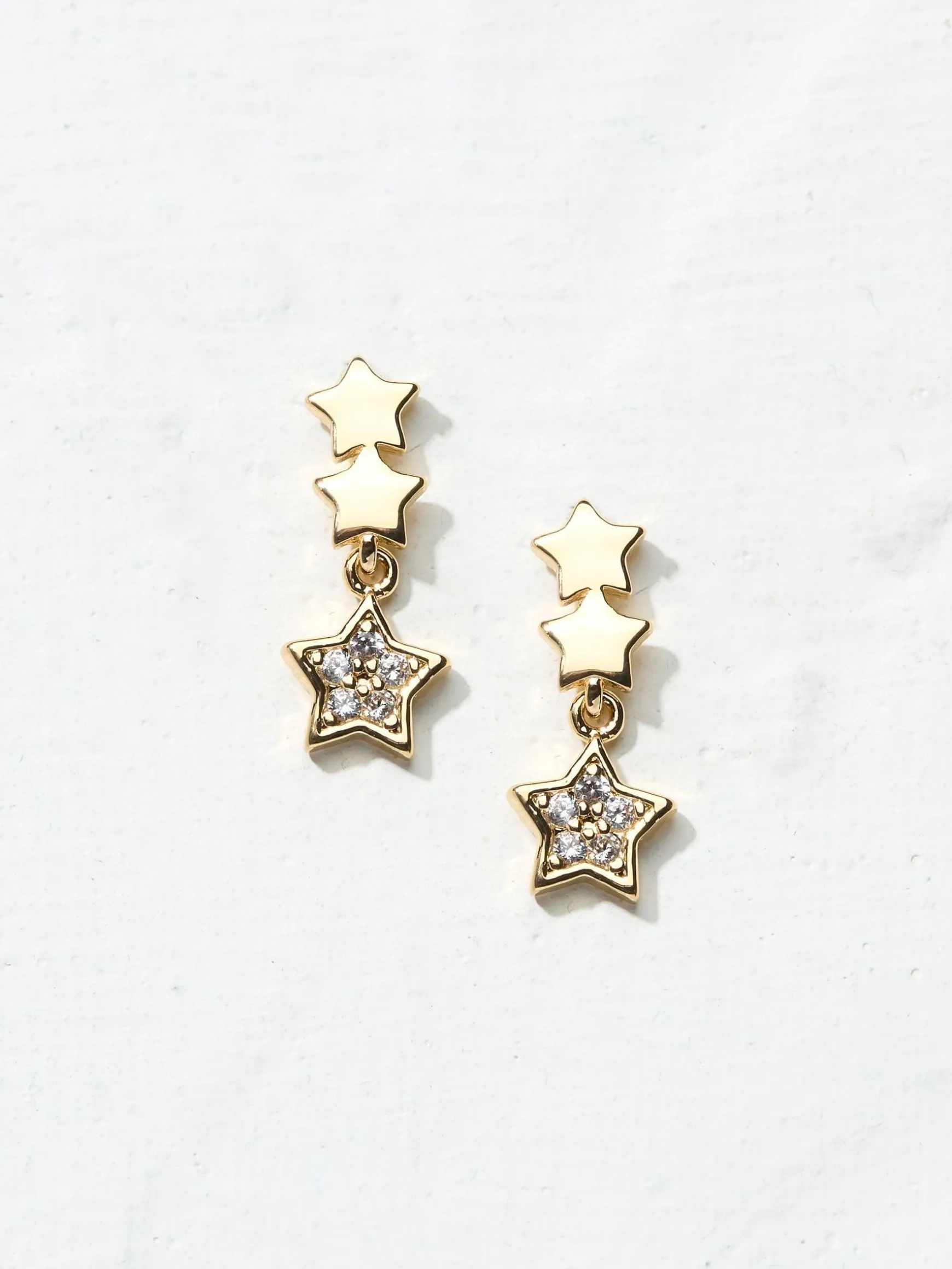 FatFace Tone Trio Star Earrings Gold Online