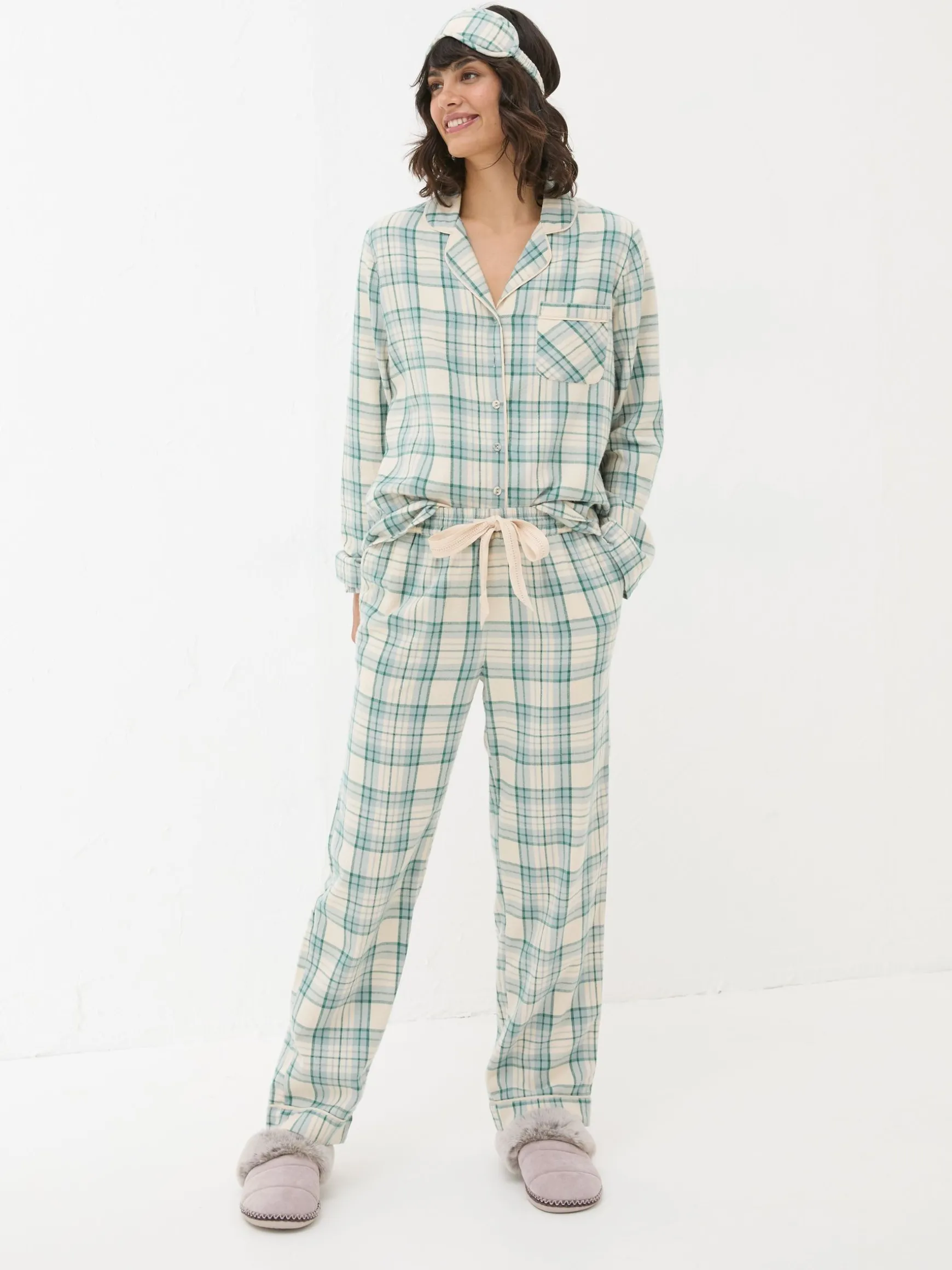 FatFace Check Pyjama Set Green Online