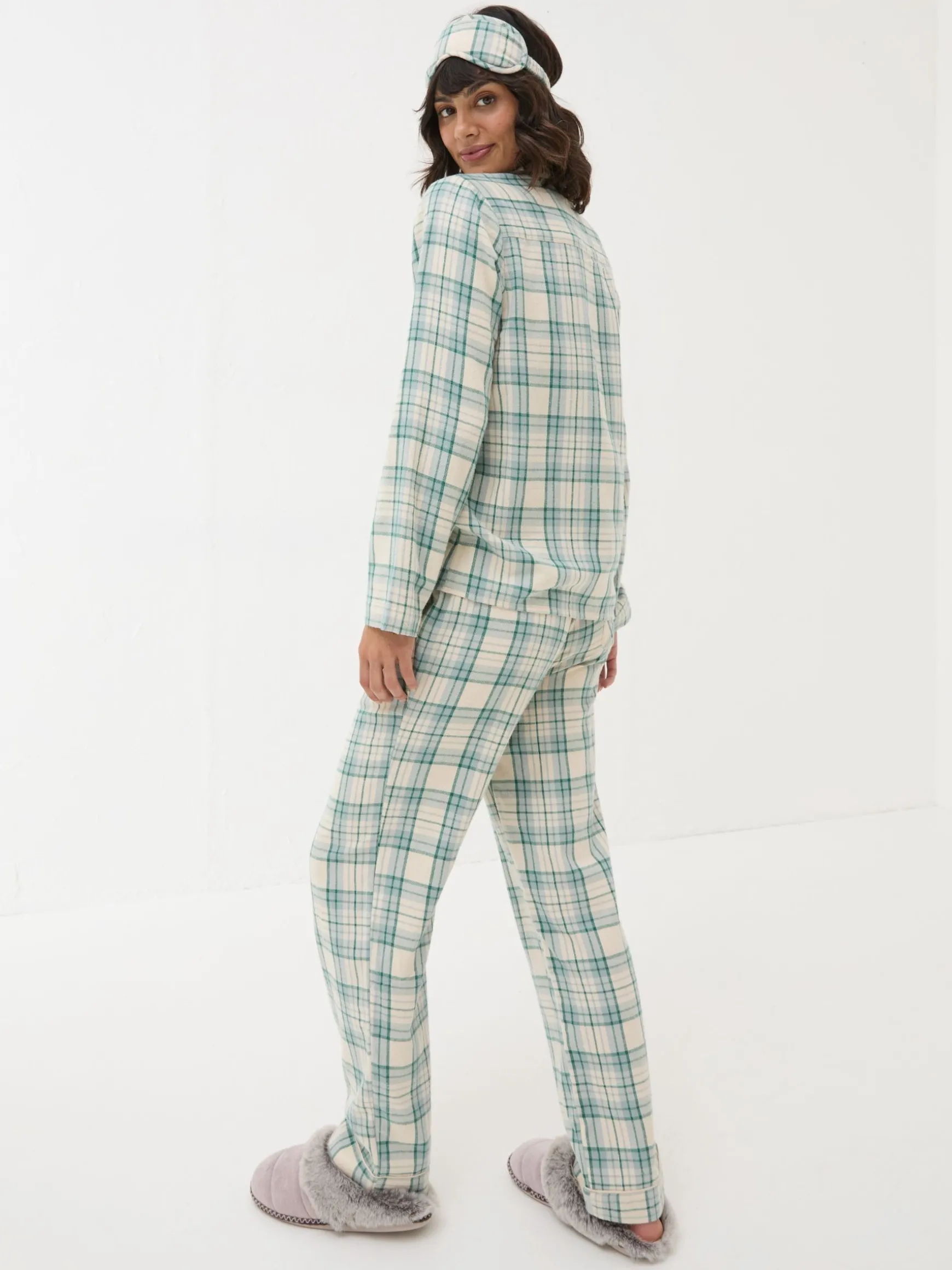 FatFace Check Pyjama Set Green Online