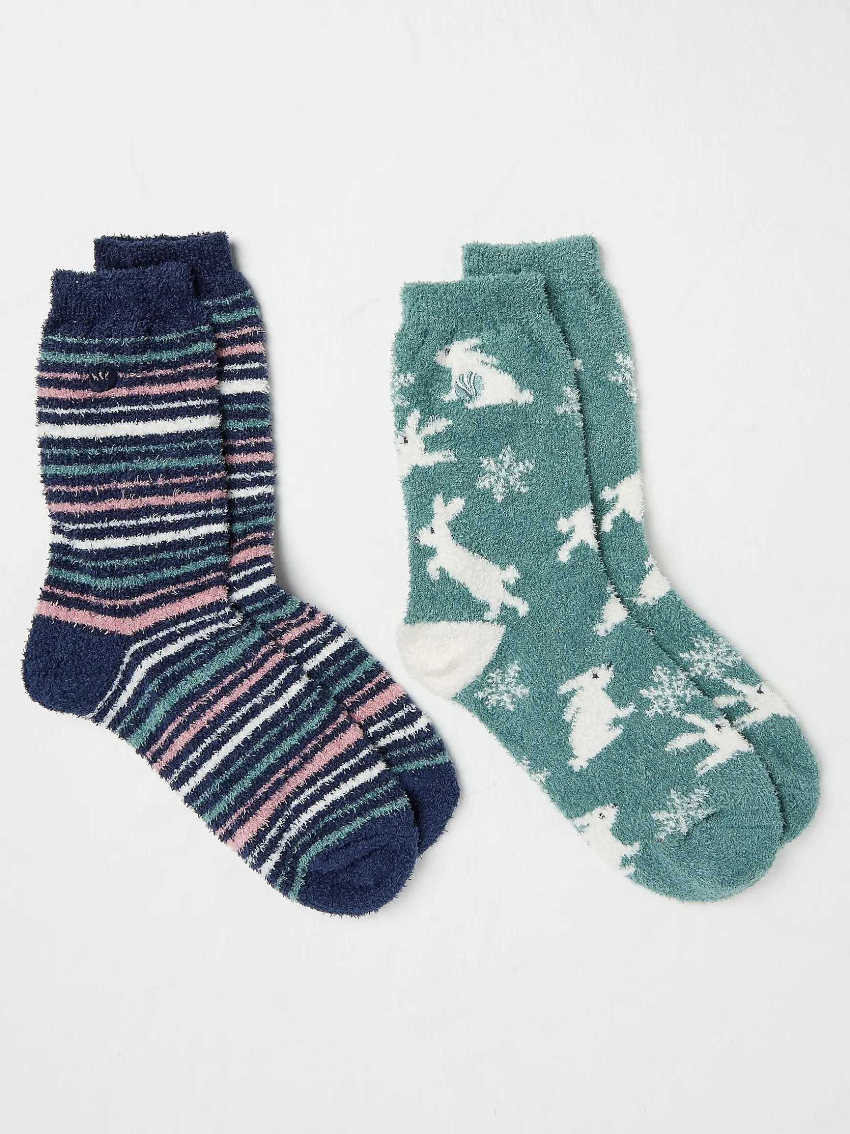 FatFace Cosy Bunny Socks 2 Pack Green Online