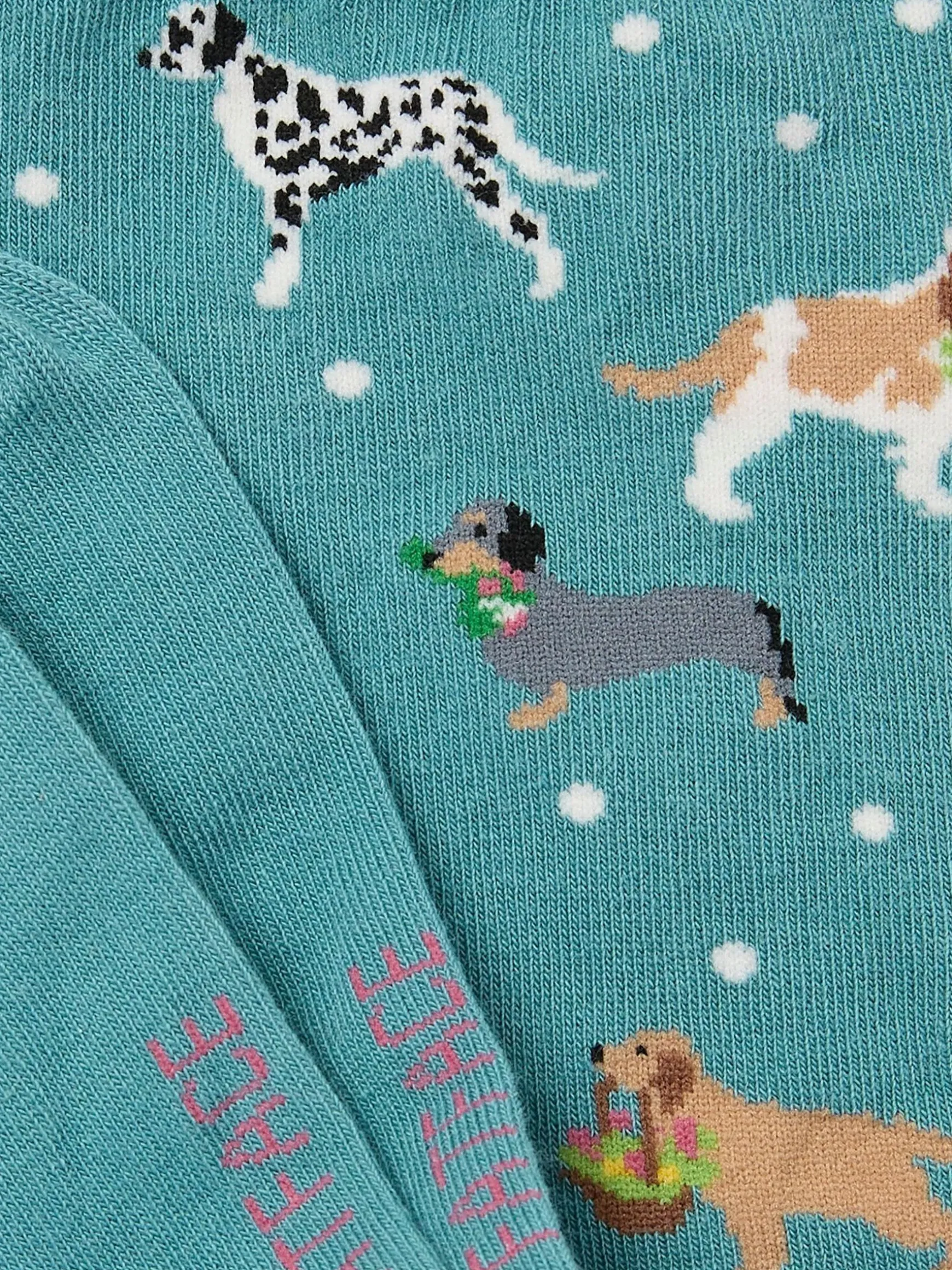 FatFace Women's Socks 1 Pack (size 4-7) Green Dog Flower Outlet