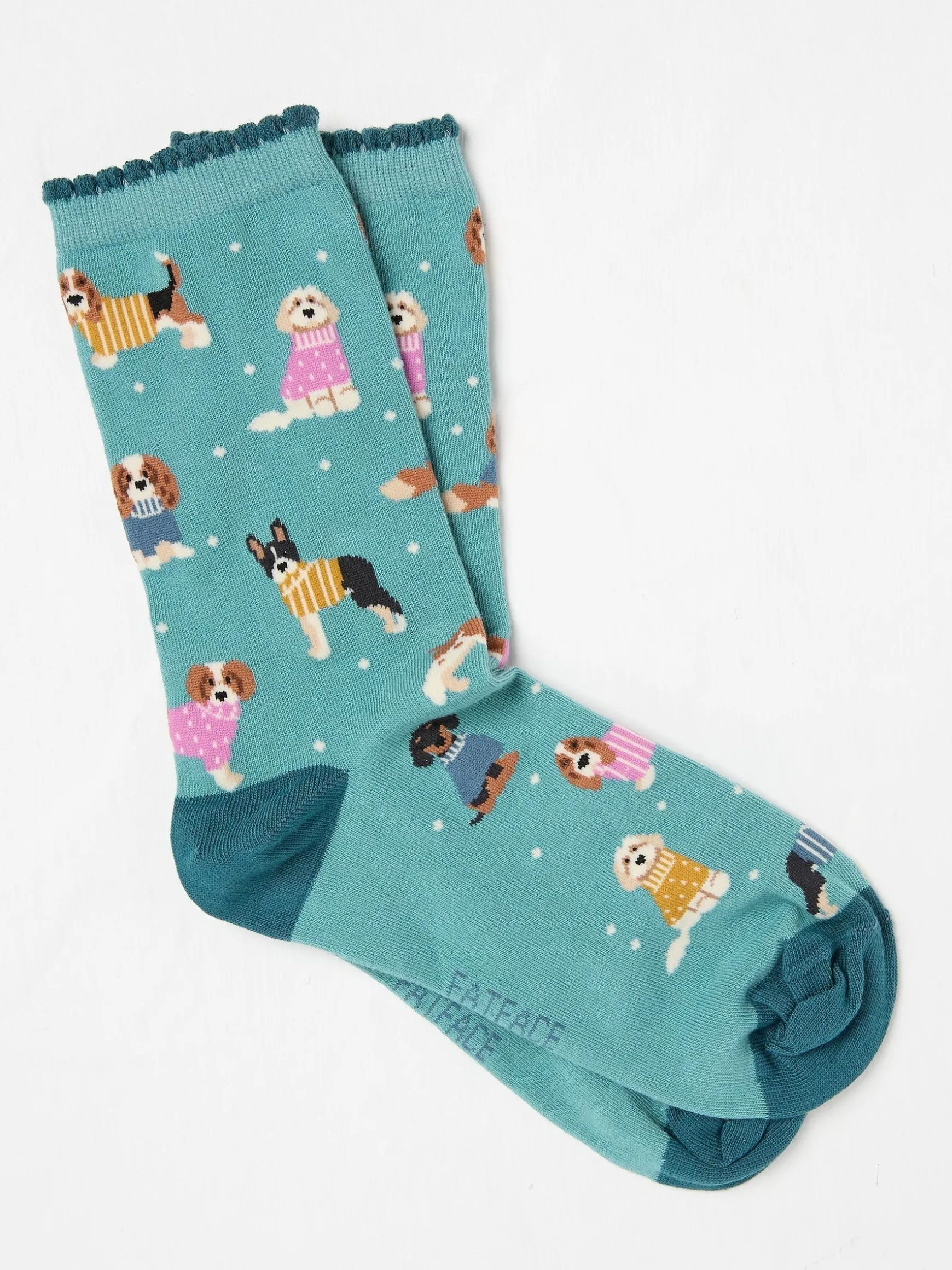 FatFace Dog In Lights Socks 1 Pack Green Shop