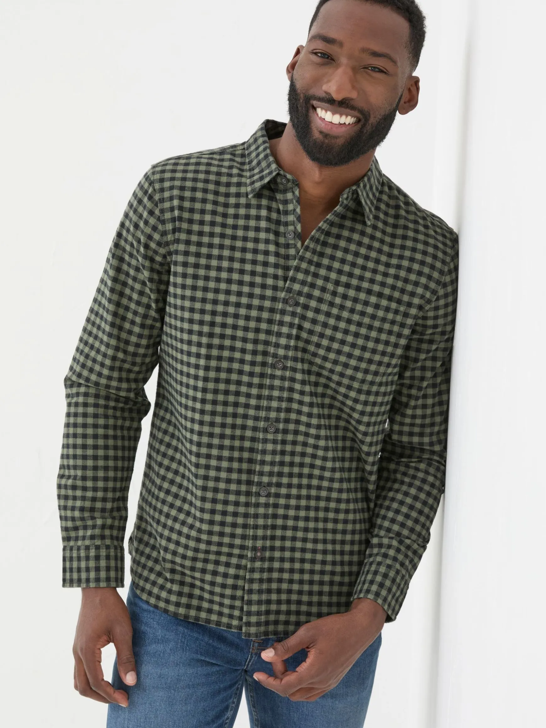 FatFace Everly Gingham Shirt Green Hot