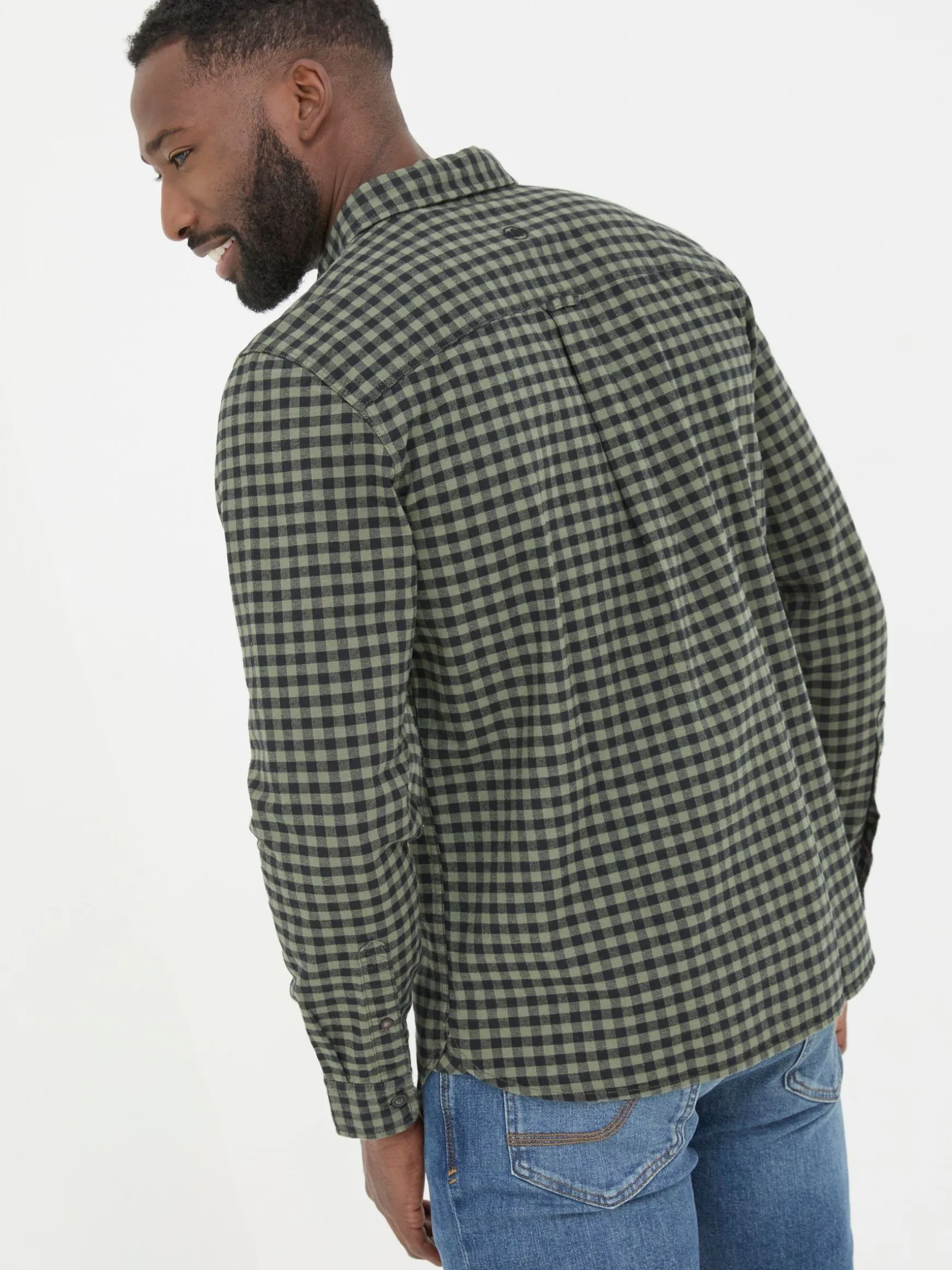 FatFace Everly Gingham Shirt Green Hot