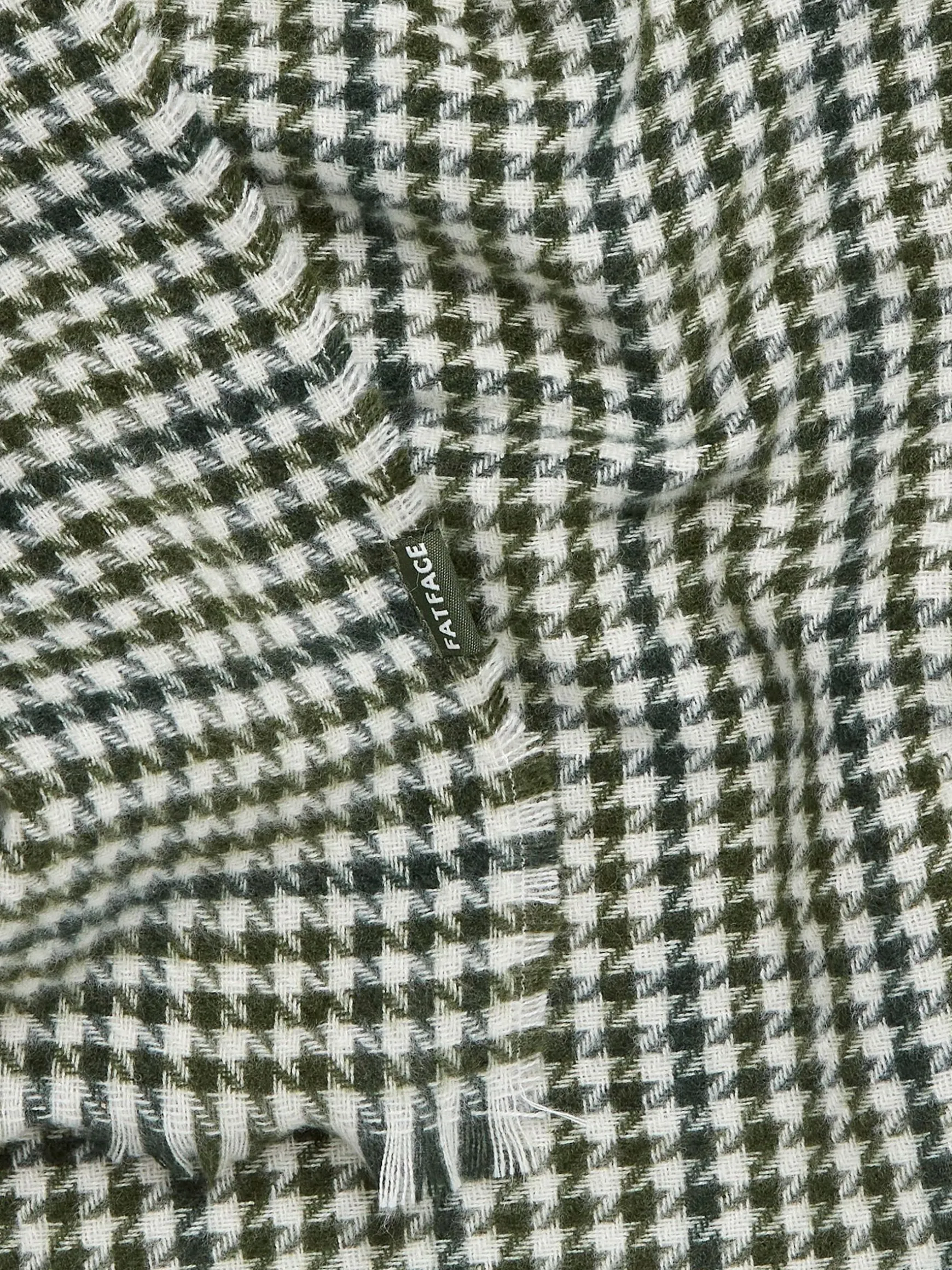 FatFace Houndstooth Scarf Green Clearance