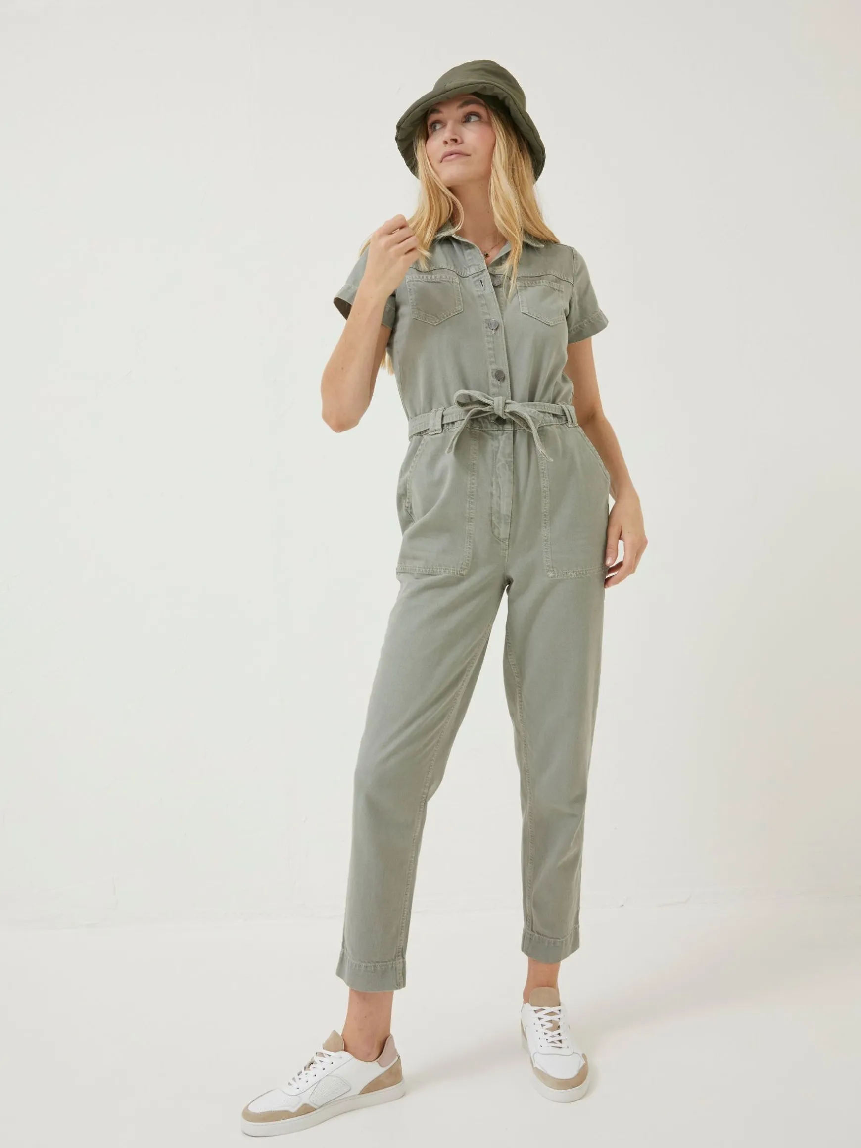 FatFace Imogen Short Sleeve Boilersuit Green Store