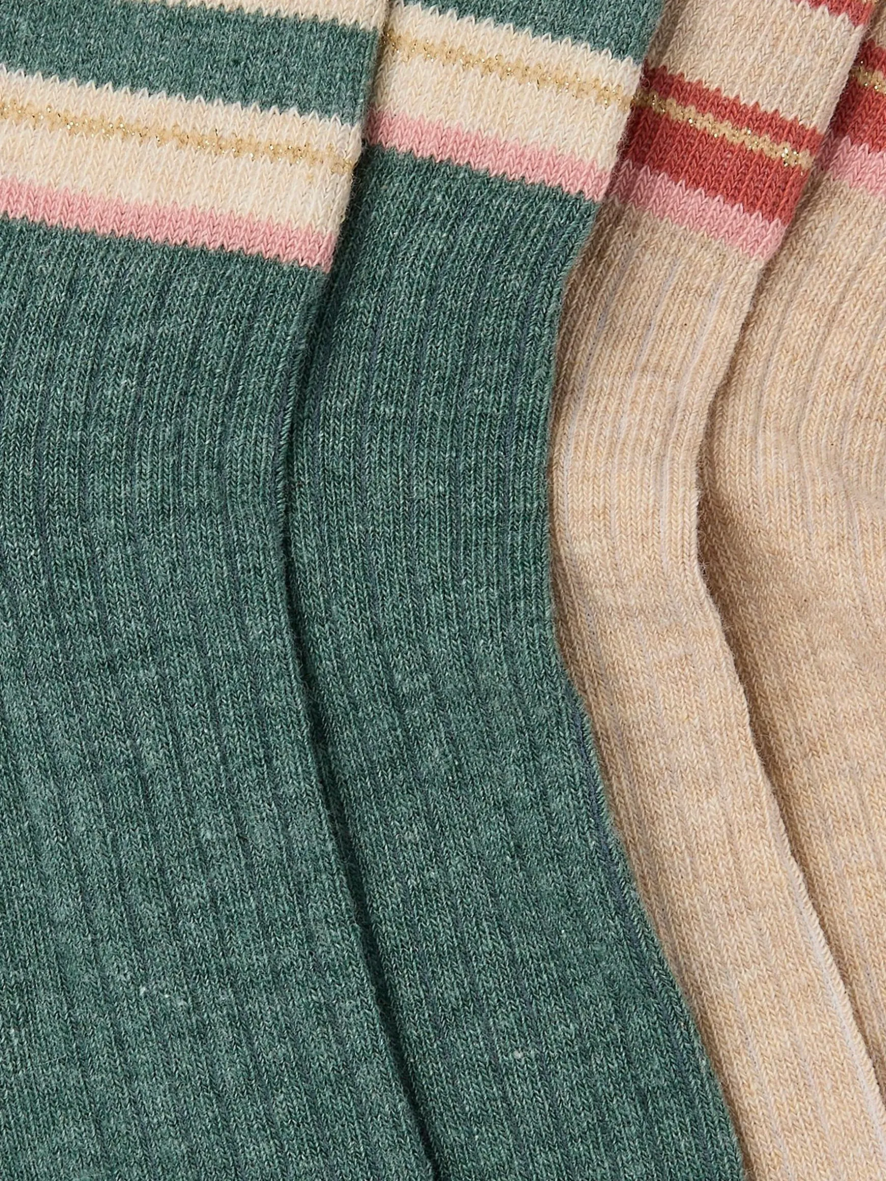 FatFace Sia Stripe Socks 2 Pack Green Clearance