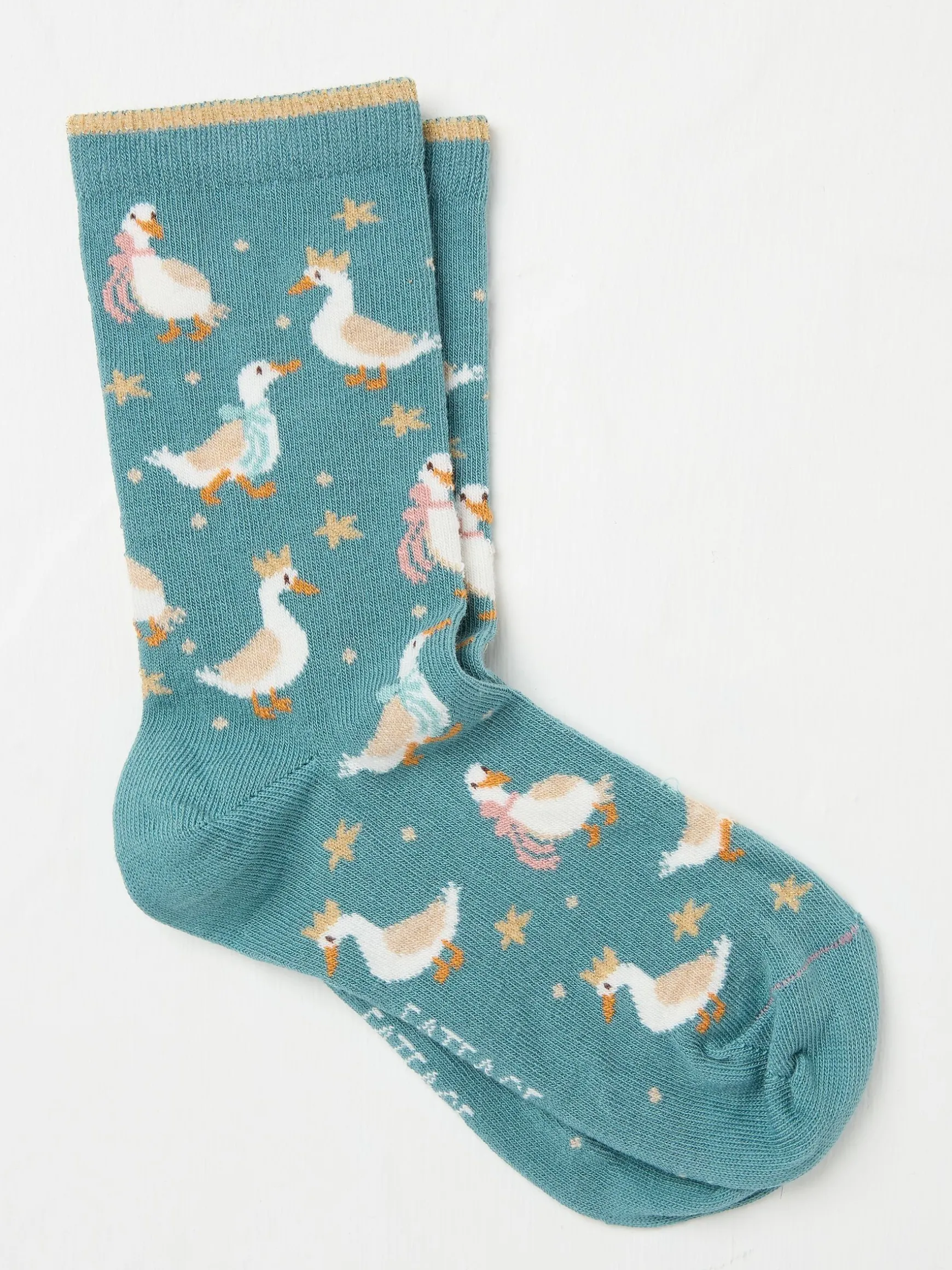 FatFace Womens Festive Geese Socks 1 Pack Green Hot