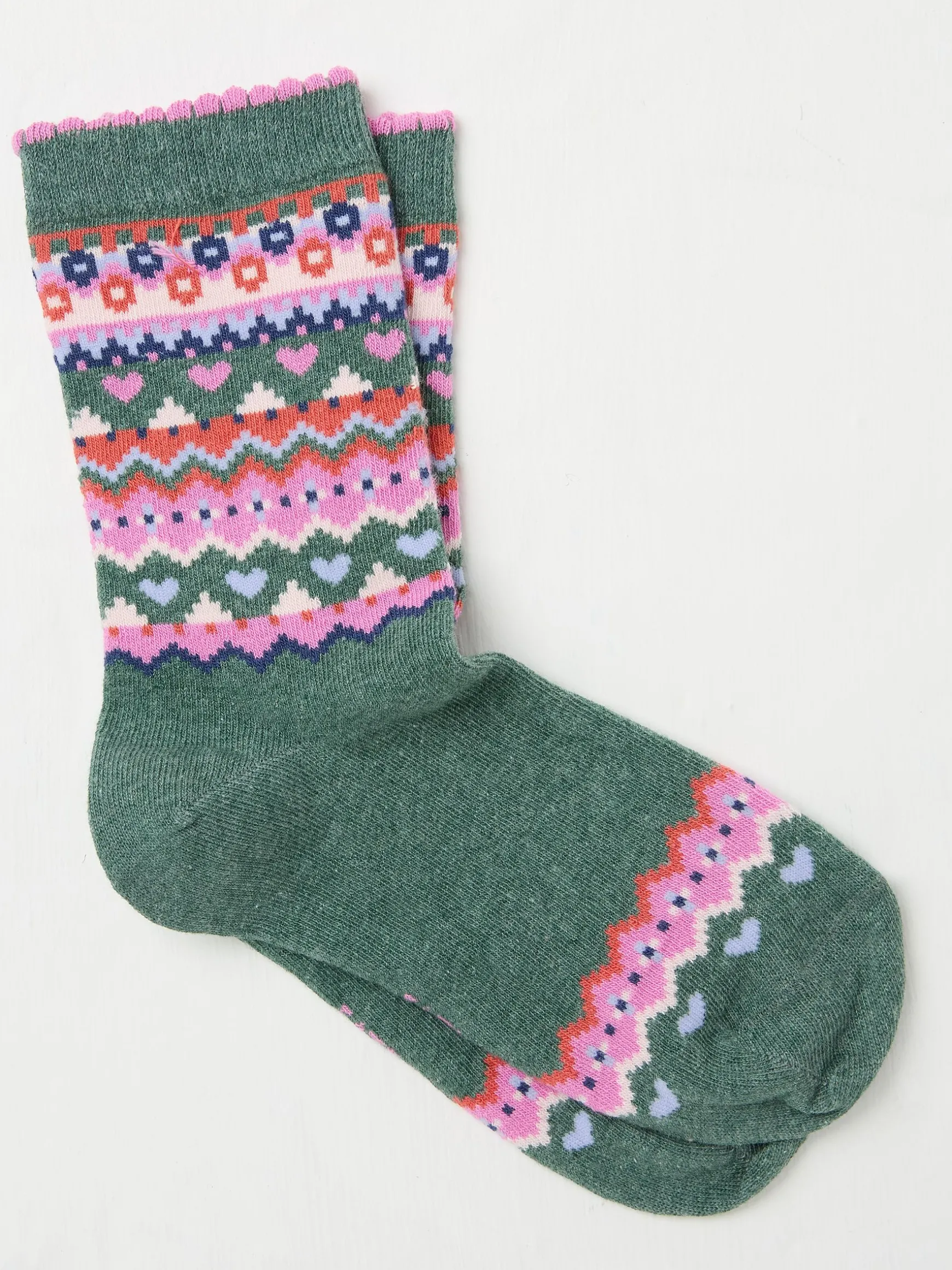 FatFace Womens Pop Fairisle Pattern Socks 1 Pack Green Best