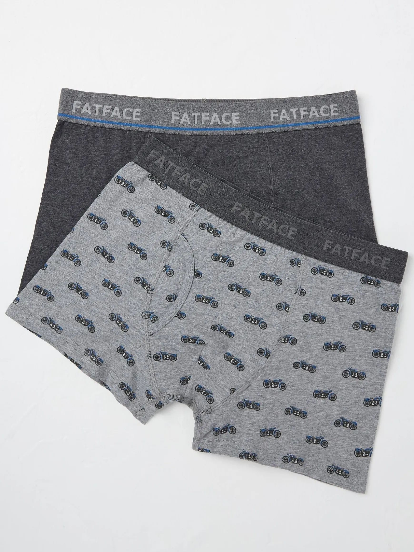 FatFace 2 Pack Of Motorbike Boxers Grey Online