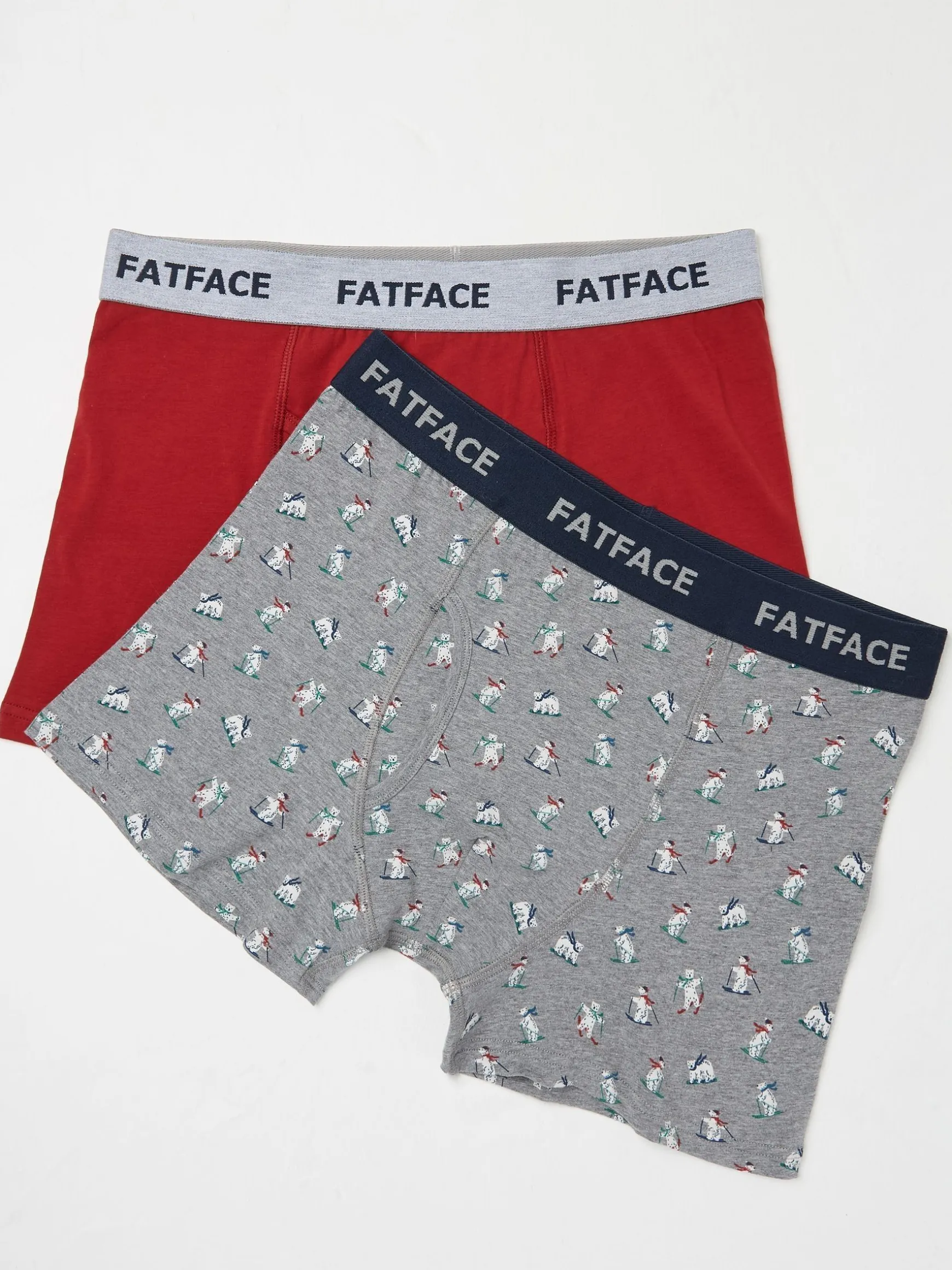 FatFace 2 Pack Ski Bear Boxers Grey Best