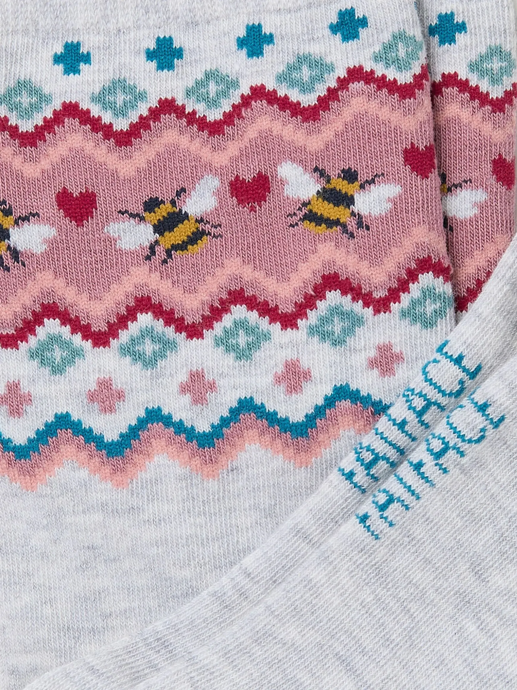 FatFace Bee Fairisle Pattern Socks Grey Flash Sale