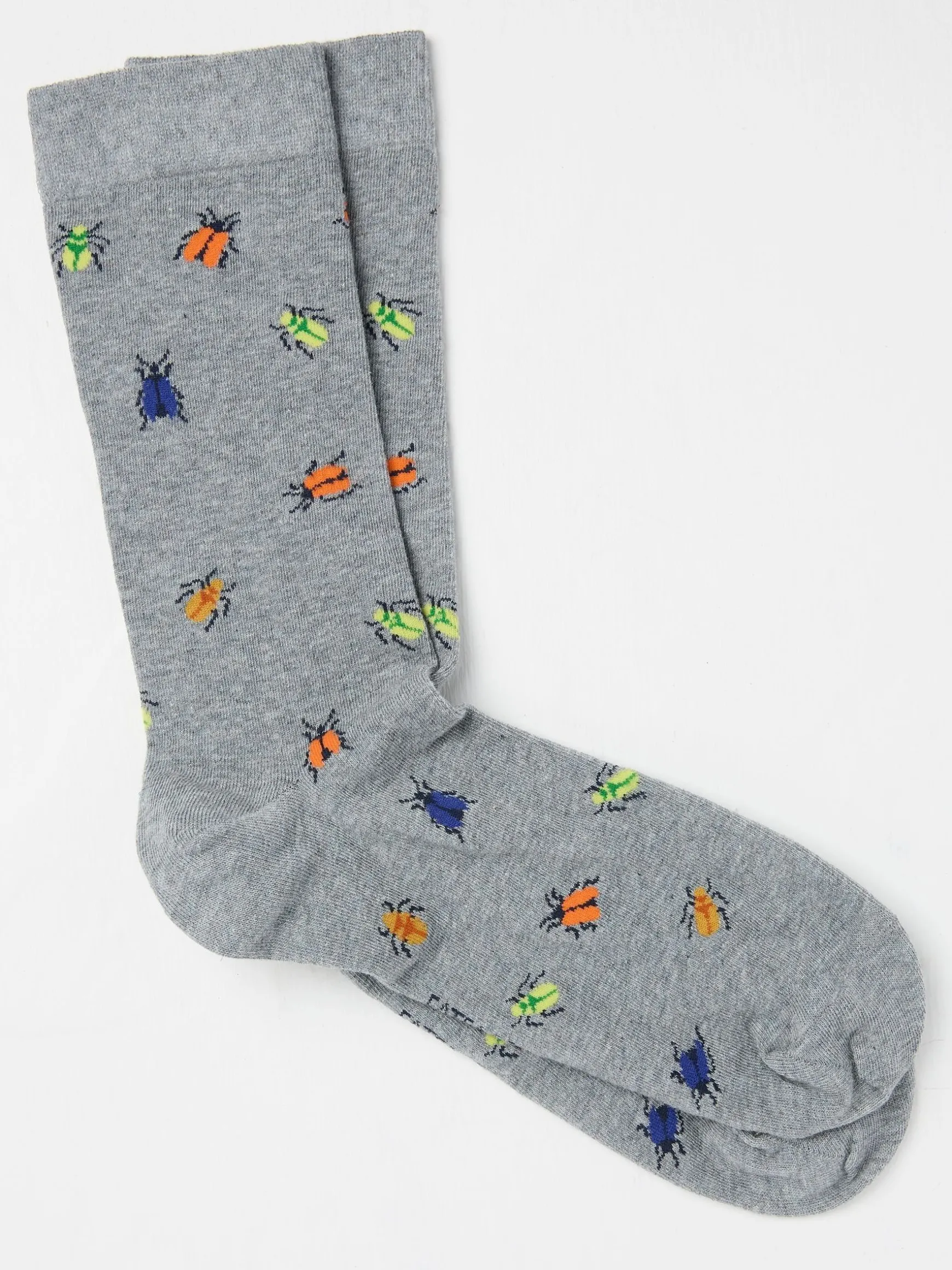 FatFace Men's Socks 1 Pack Grey Bugs Best Sale