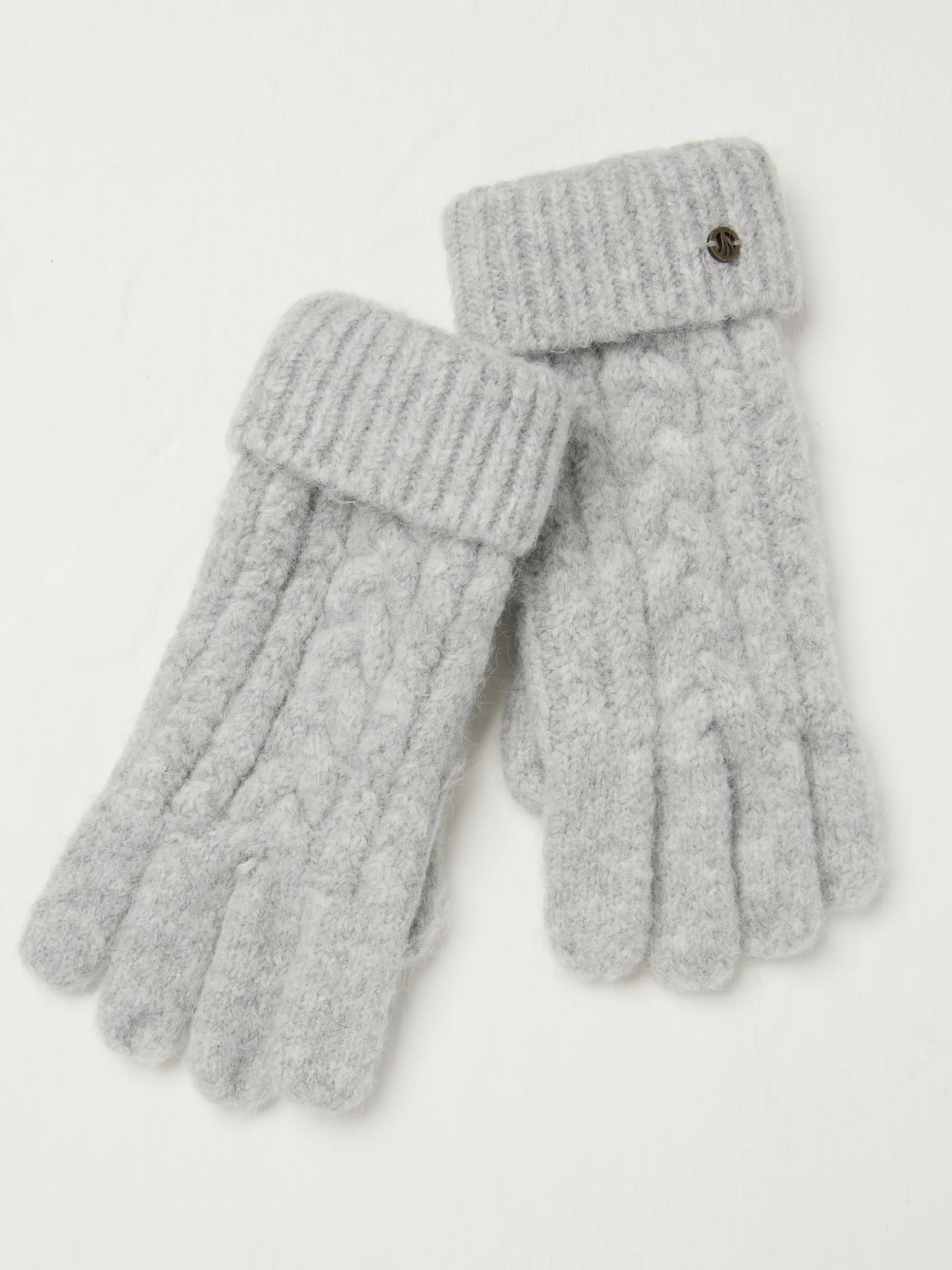 FatFace Cable Knit Gloves Grey Shop