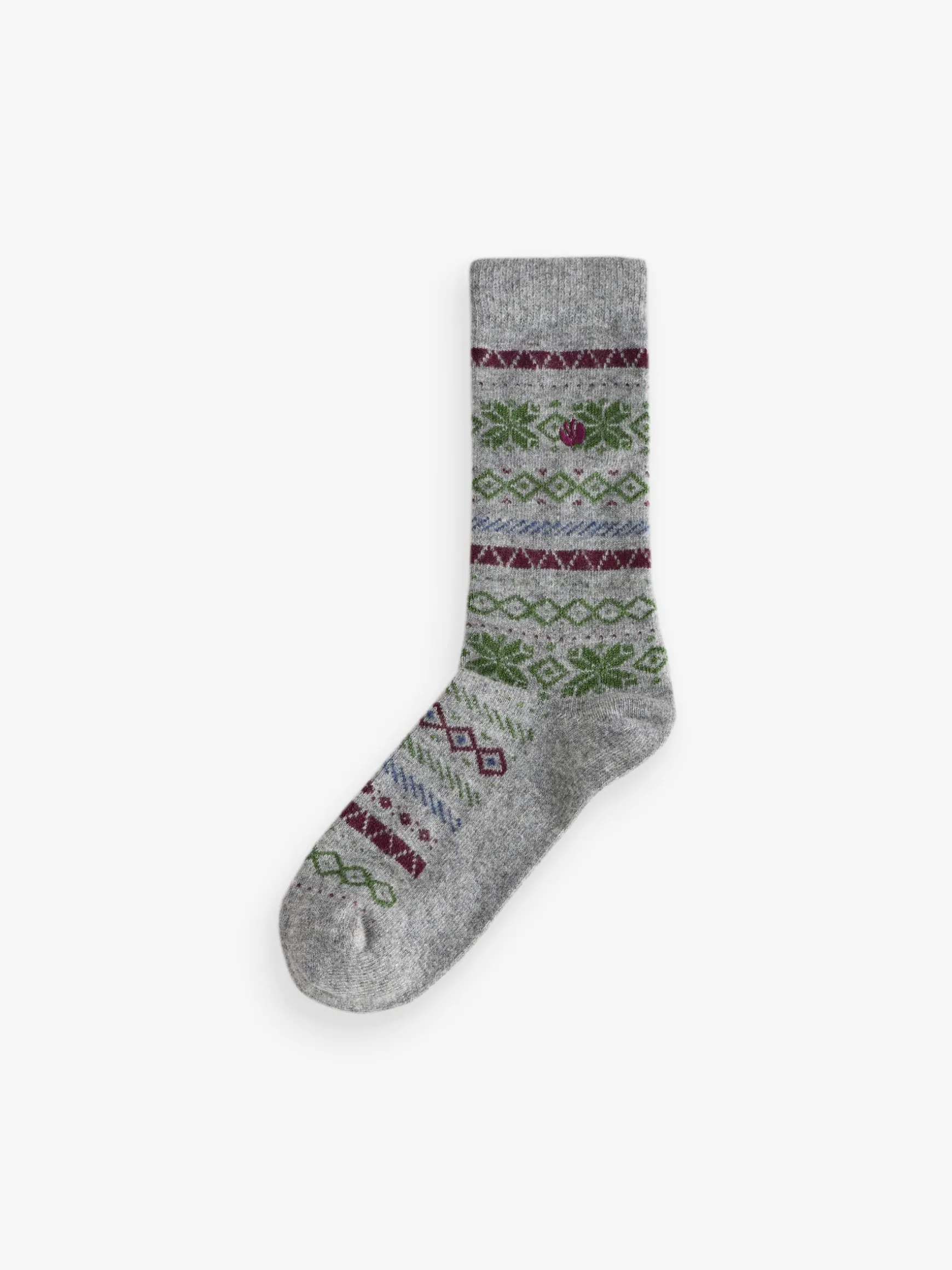 FatFace Cashmere Blend Fairisle Socks Grey Flash Sale