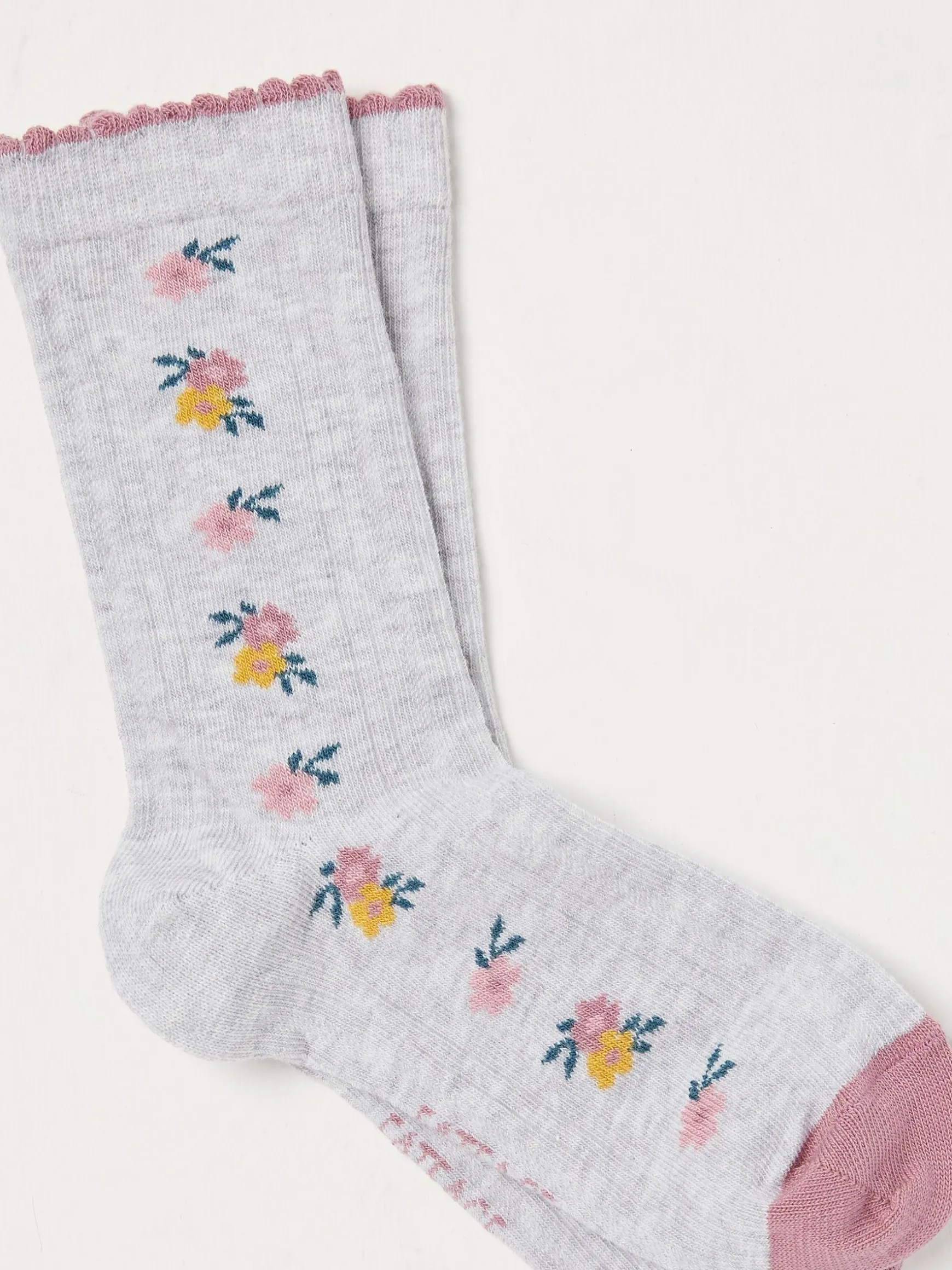 FatFace Kids' Socks 1 Pack Grey Floral Best Sale