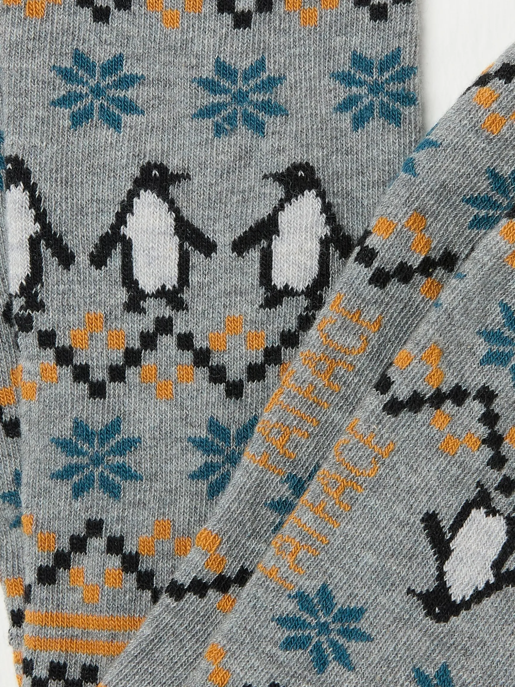 FatFace Mens Penguin Fairisle Socks 1 Pack Grey Clearance