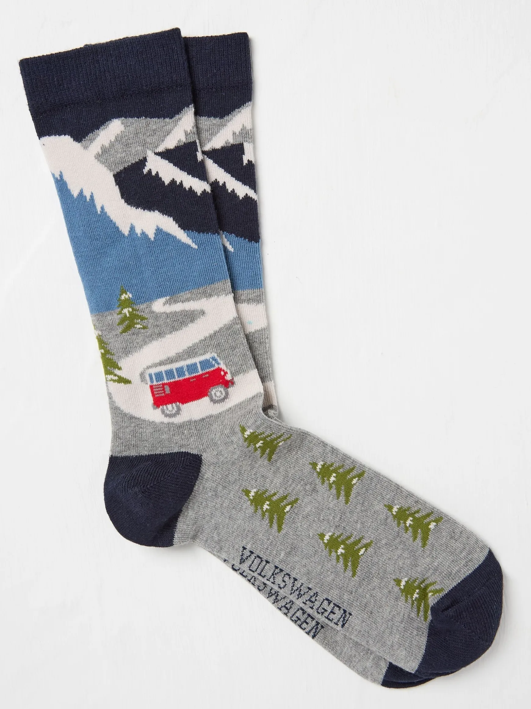 FatFace Mens VW Campervan Scene Socks 1 Pack Grey Cheap