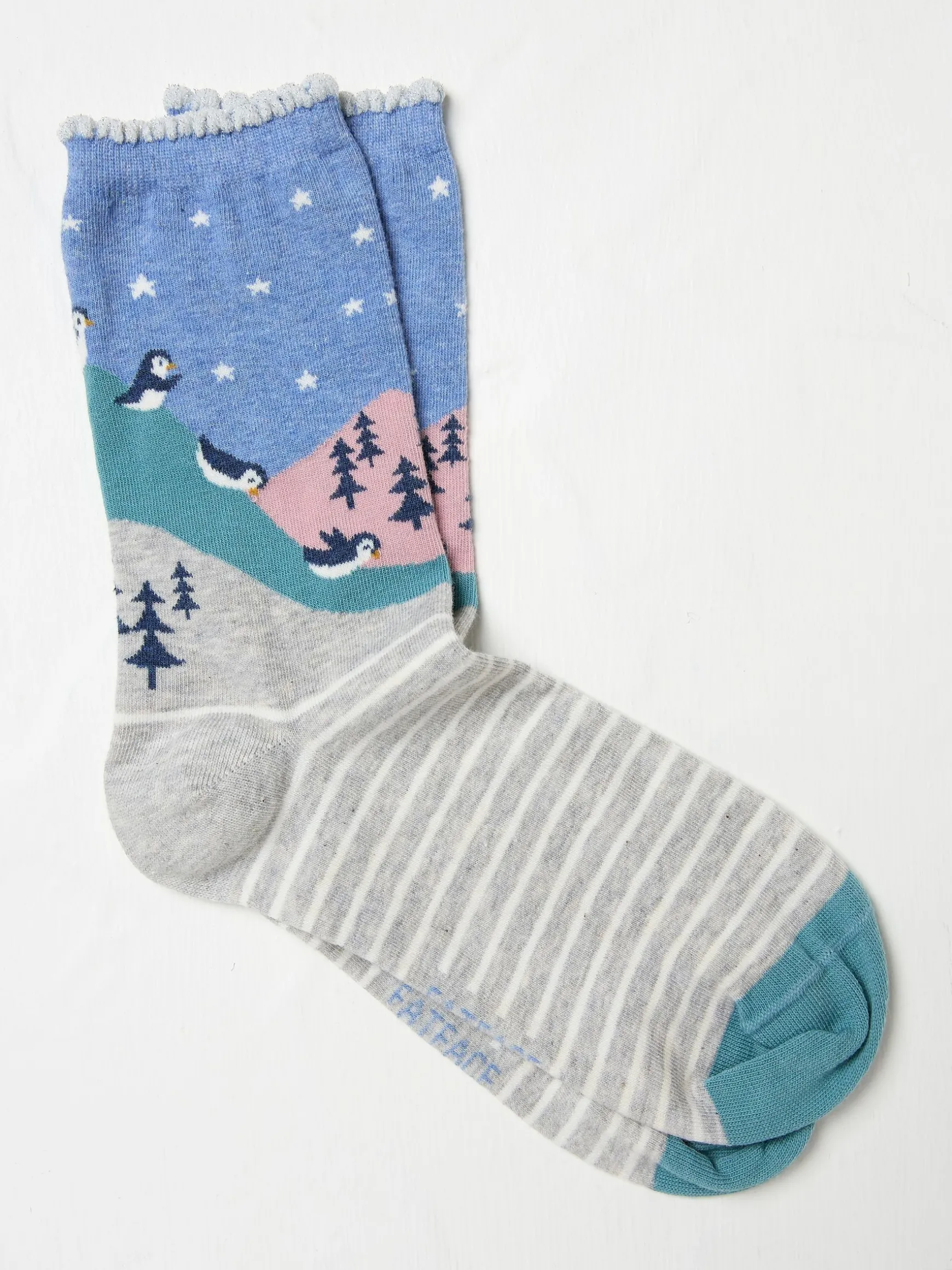 FatFace Penguin Scene Socks Grey Best Sale