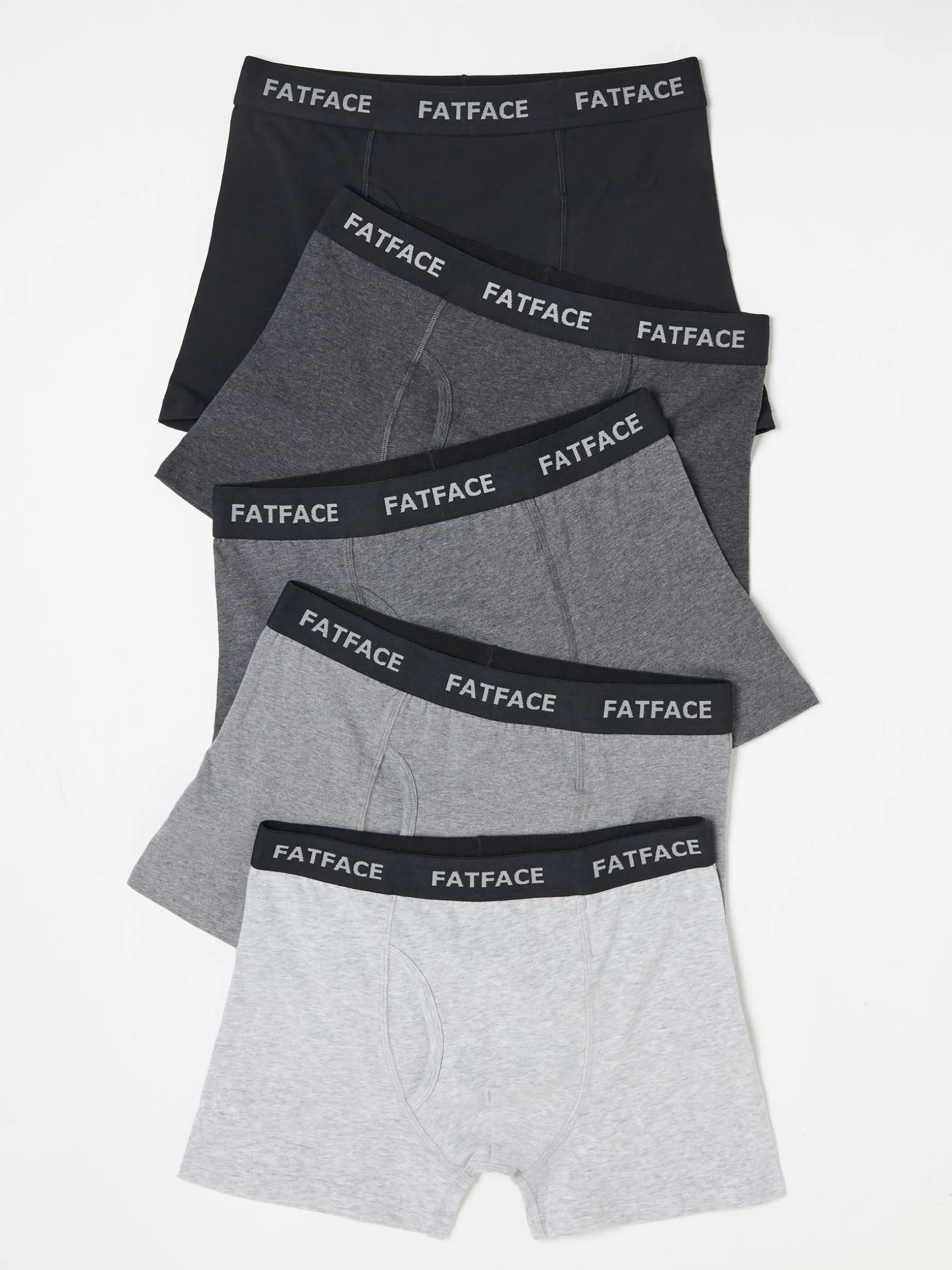 FatFace Plain Boxers 5 Pack Grey Store