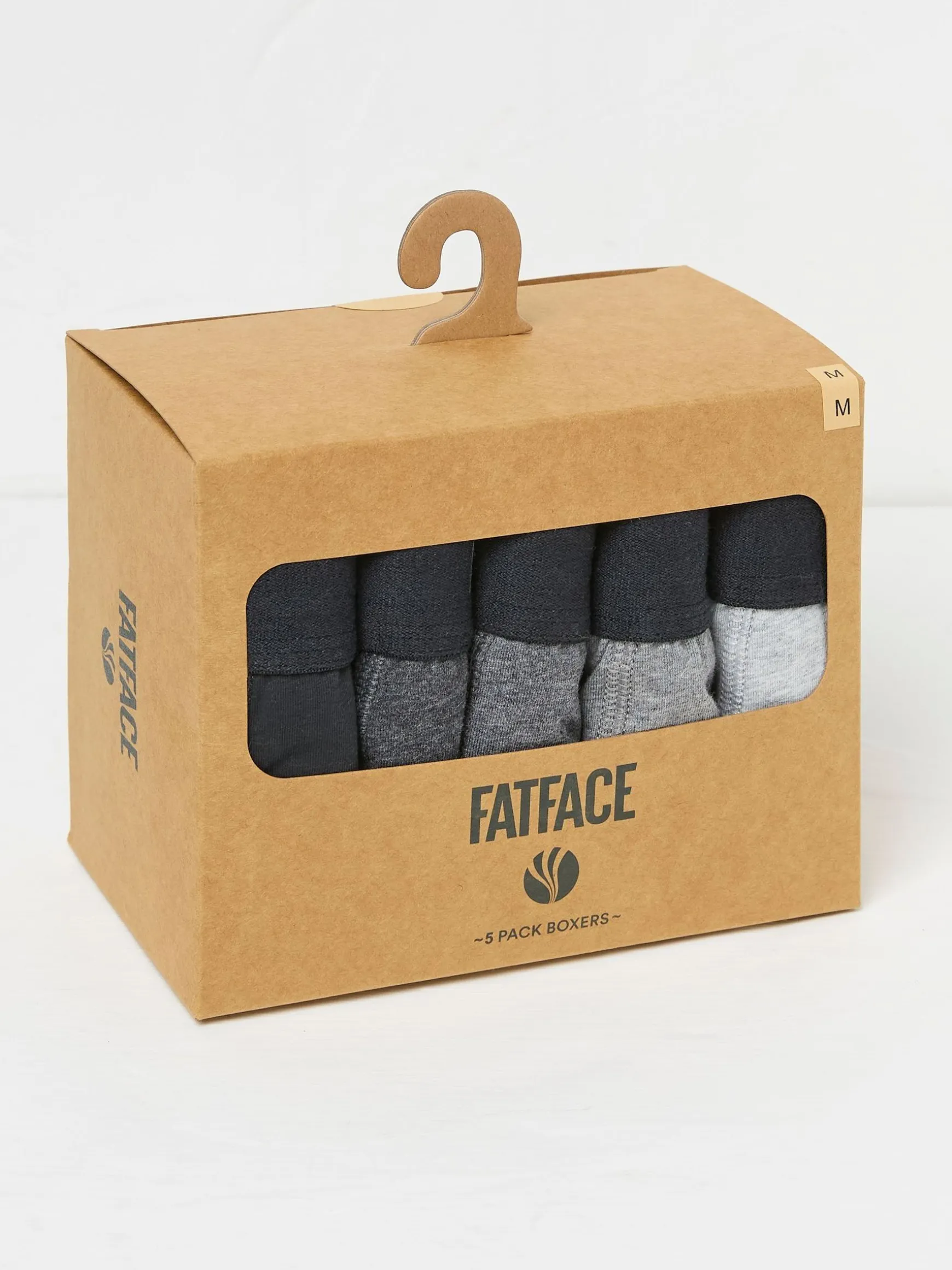 FatFace Plain Boxers 5 Pack Grey Store