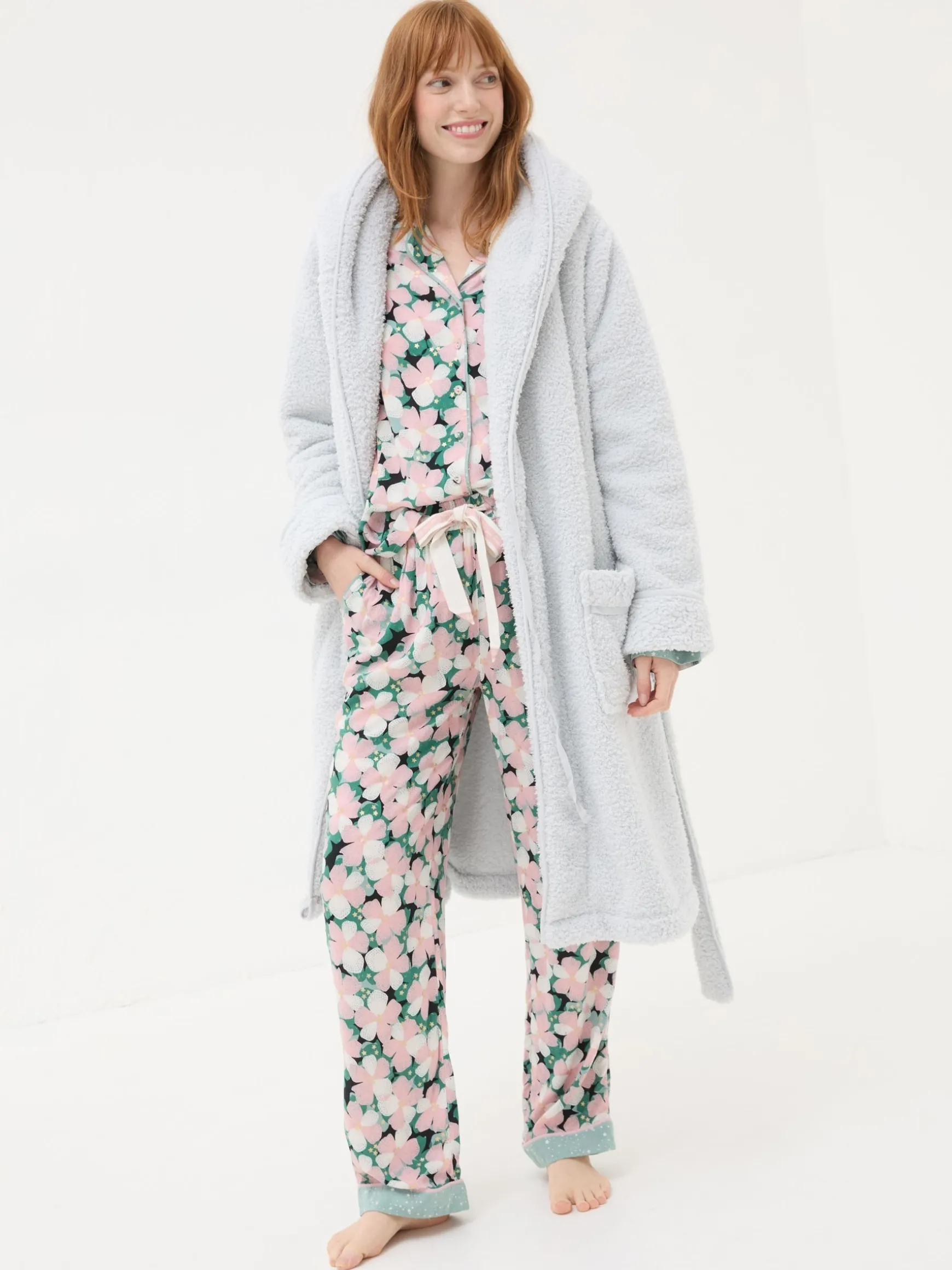 FatFace Snuggle Dressing Gown Grey Flash Sale