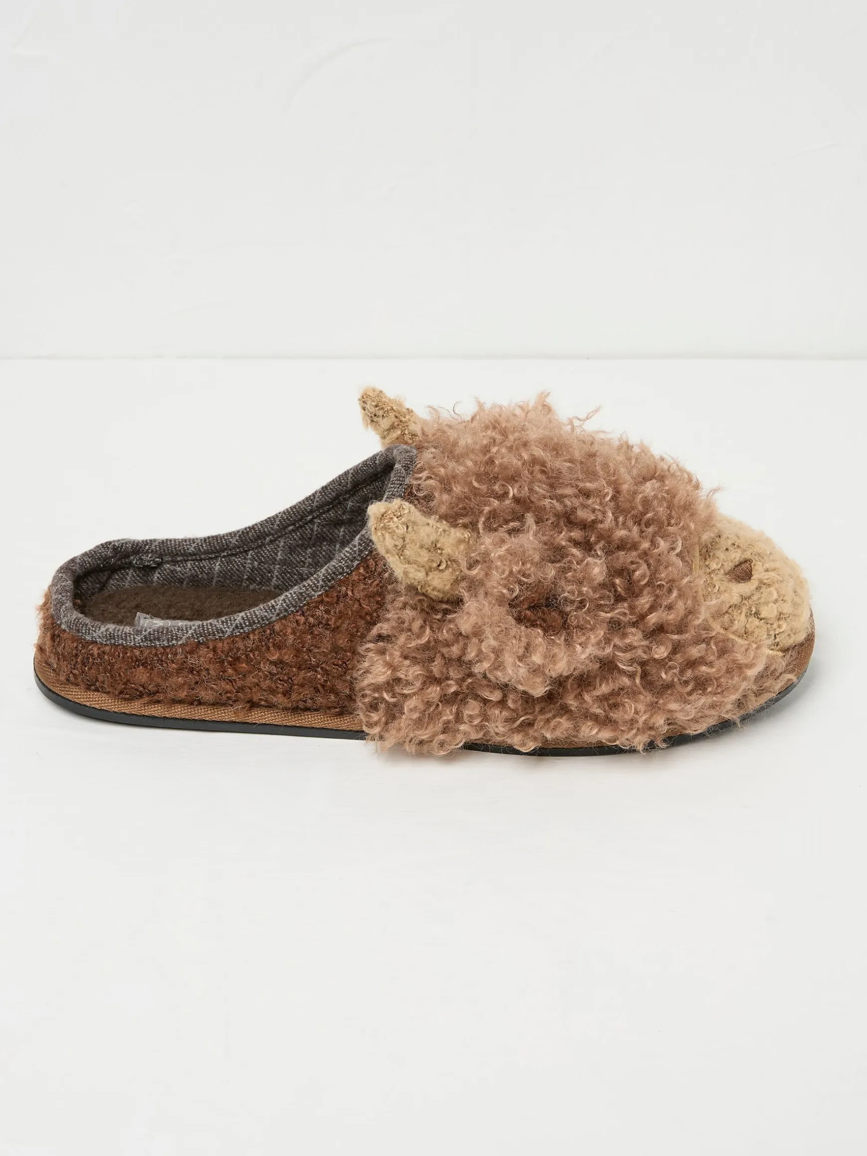 FatFace Hamish Highland Cow Slippers Brown Clearance