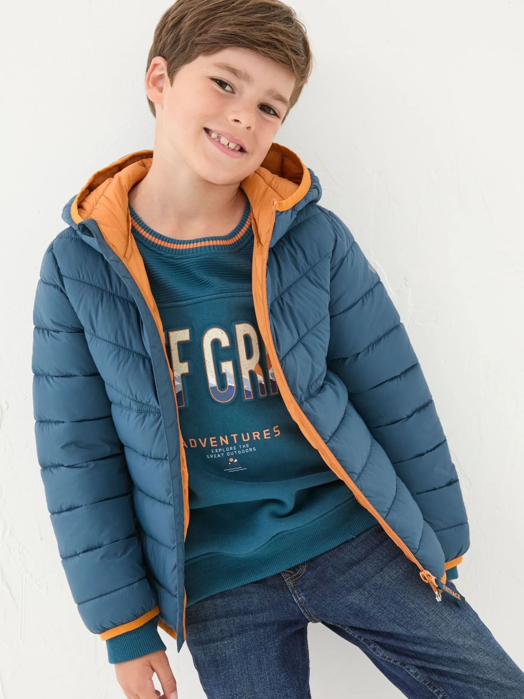 FatFace Harry Hooded Padded Jacket Blue Best