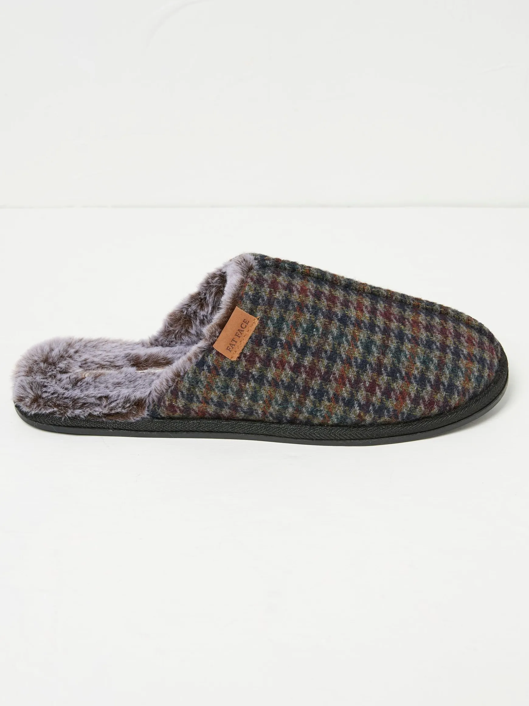 FatFace Harvey Check Mule Slippers Navy Sale