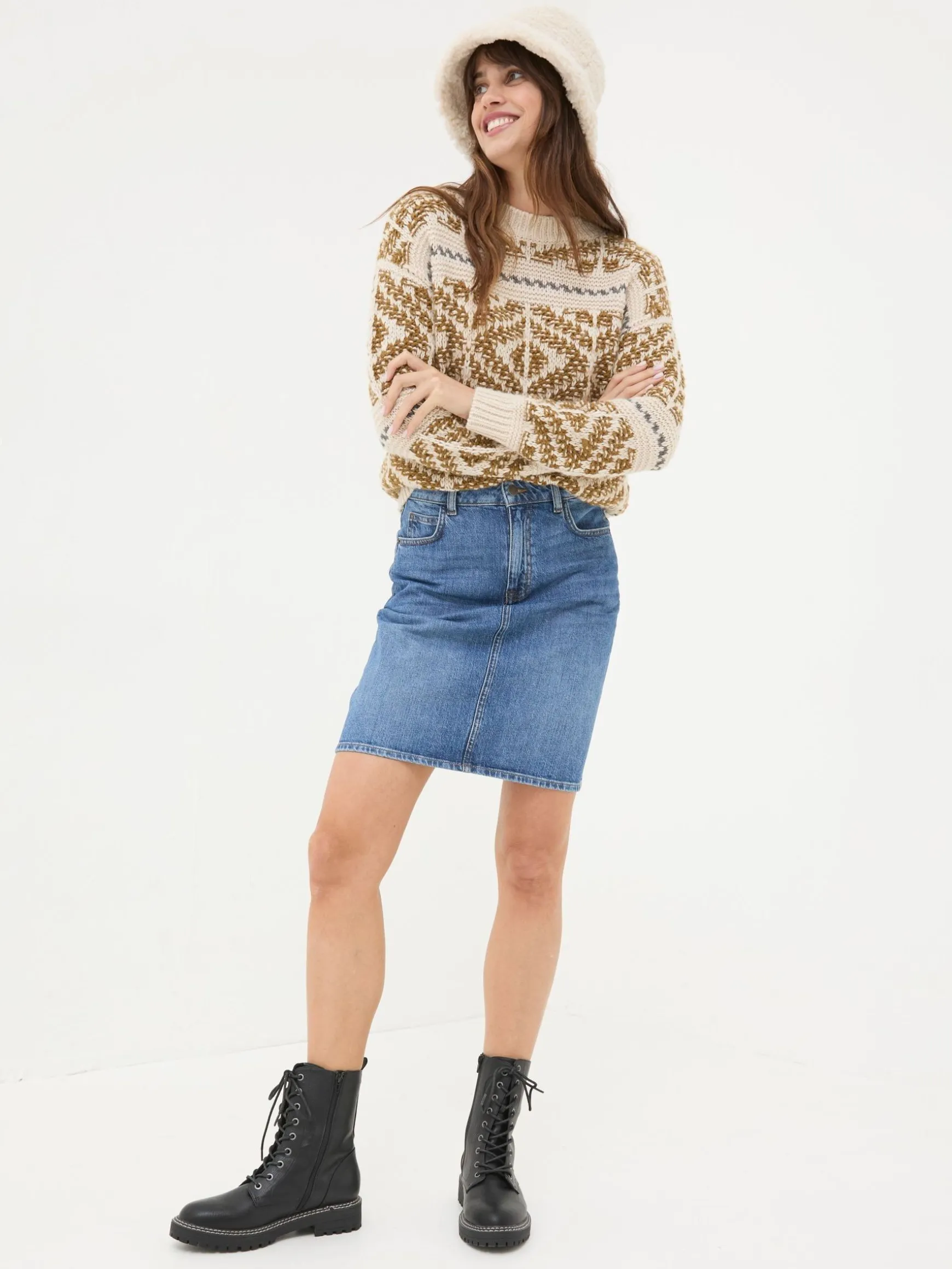 FatFace Hattie Denim Skirt Blue Store