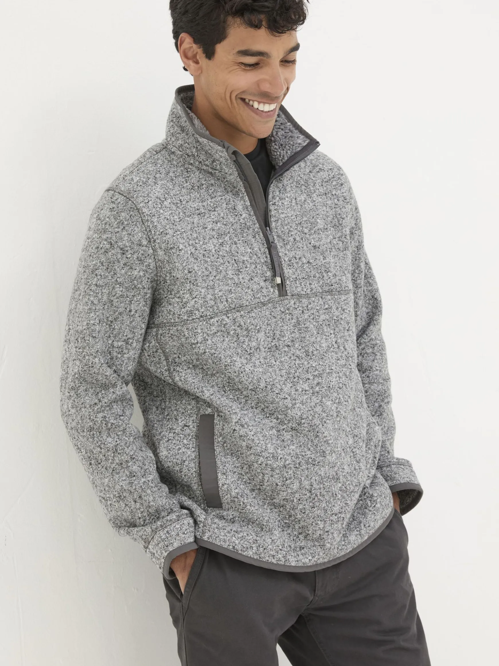 FatFace Haxby Half Neck Sweatshirt Grey Discount