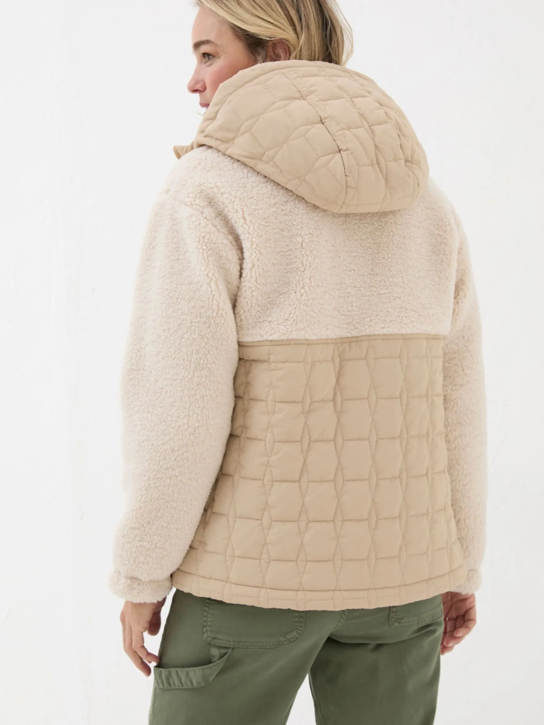 FatFace Honey Fleece Quilted Jacket Natural Cheap