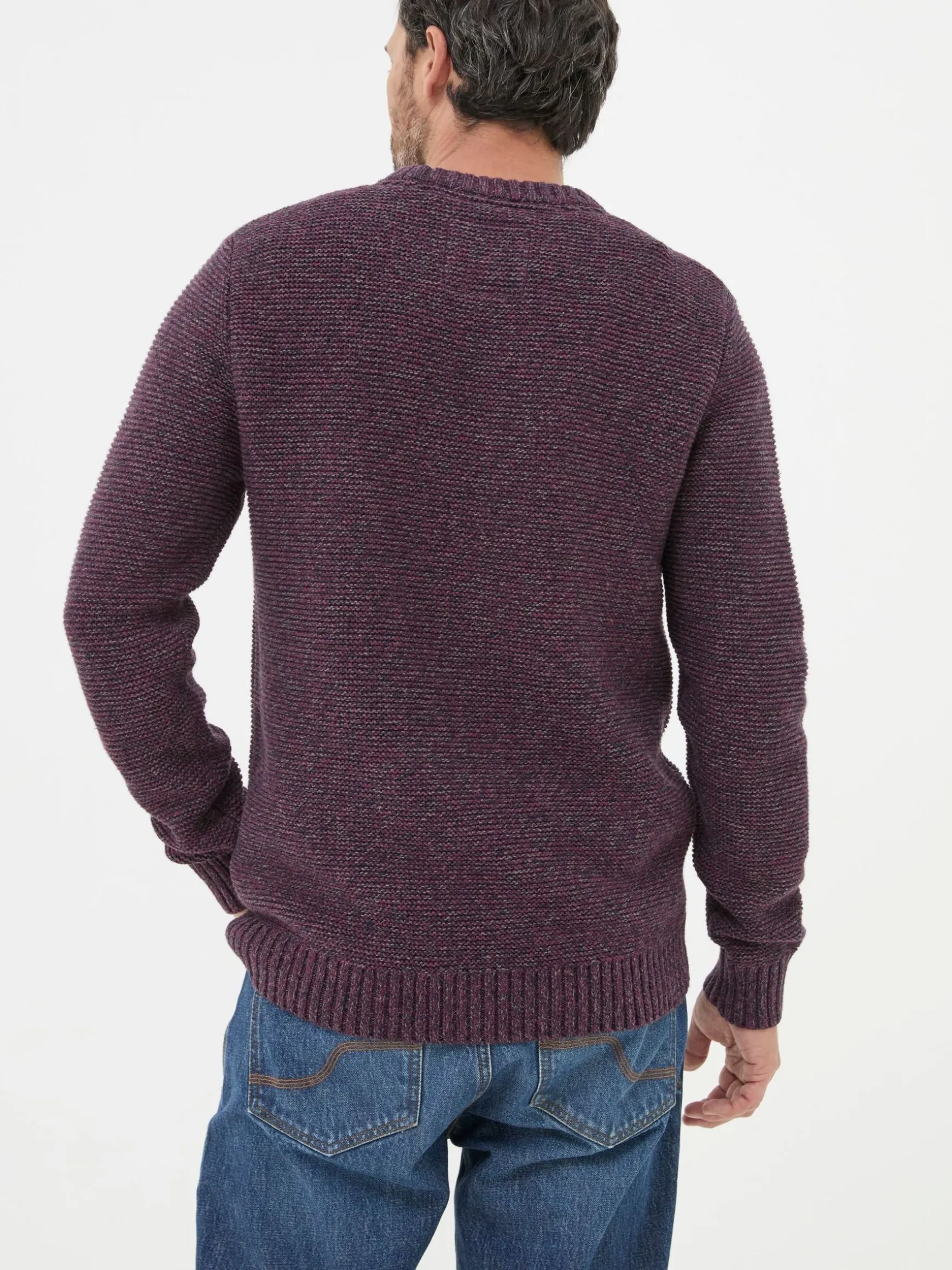 FatFace Hove Crew Neck Jumper Burgundy Red Online