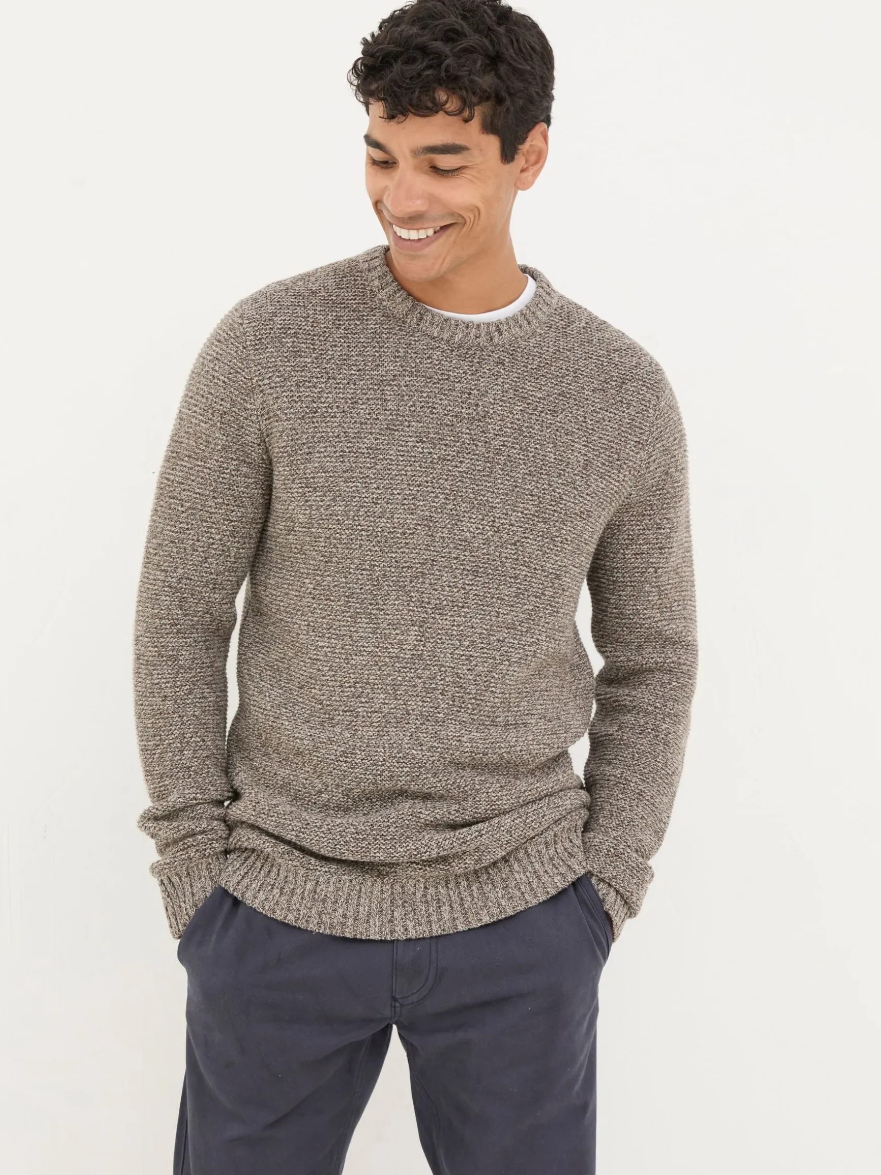 FatFace Hove Crew Neck Jumper Natural Cheap