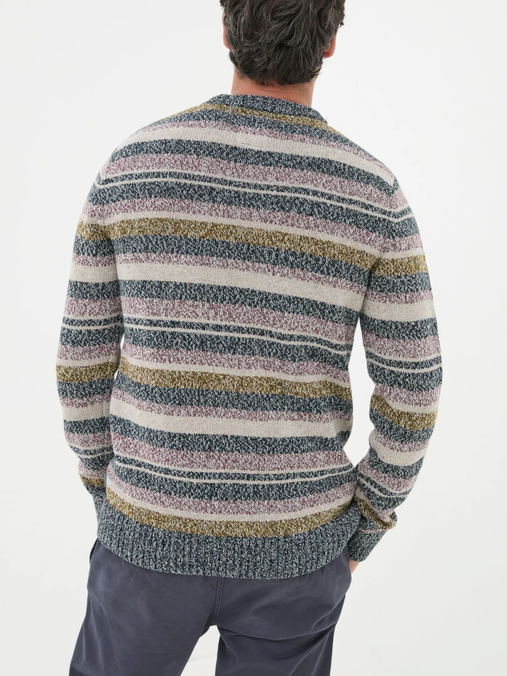 FatFace Hove Stripe Crew Jumper Navy Blue Discount