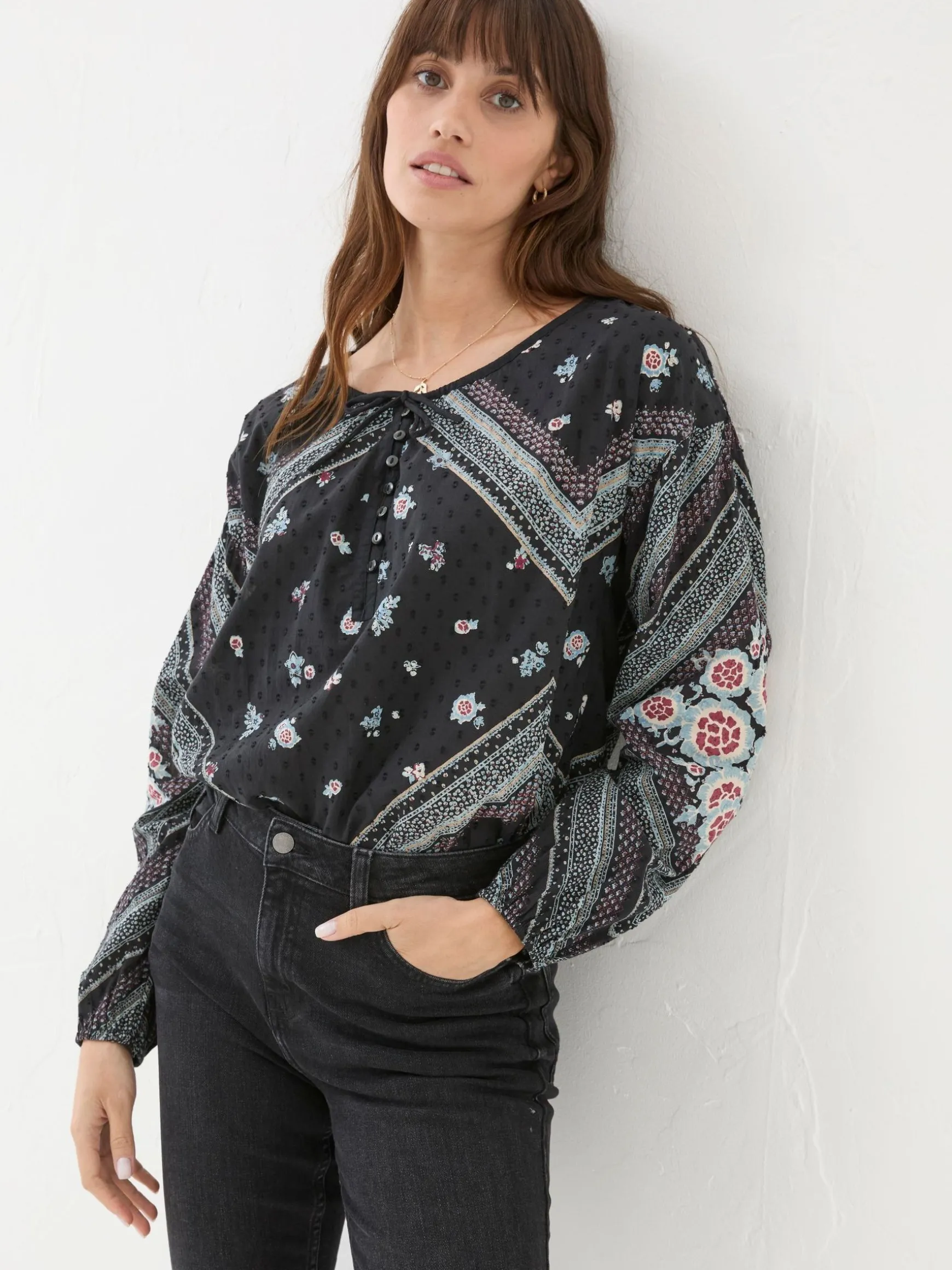 FatFace Ishana Frontier Blouse Black Clearance