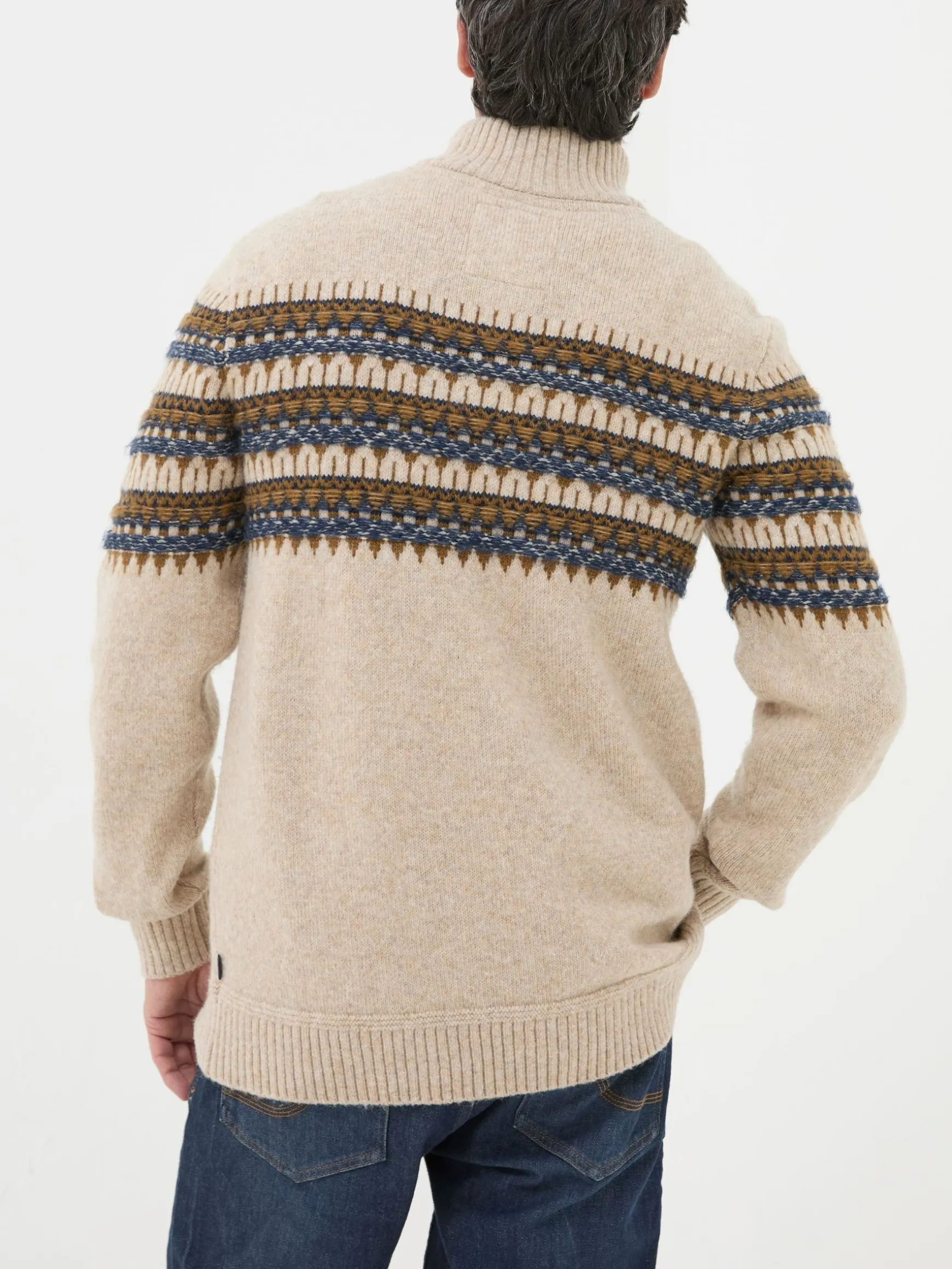 FatFace Ives Half Neck Jumper Natural Sale