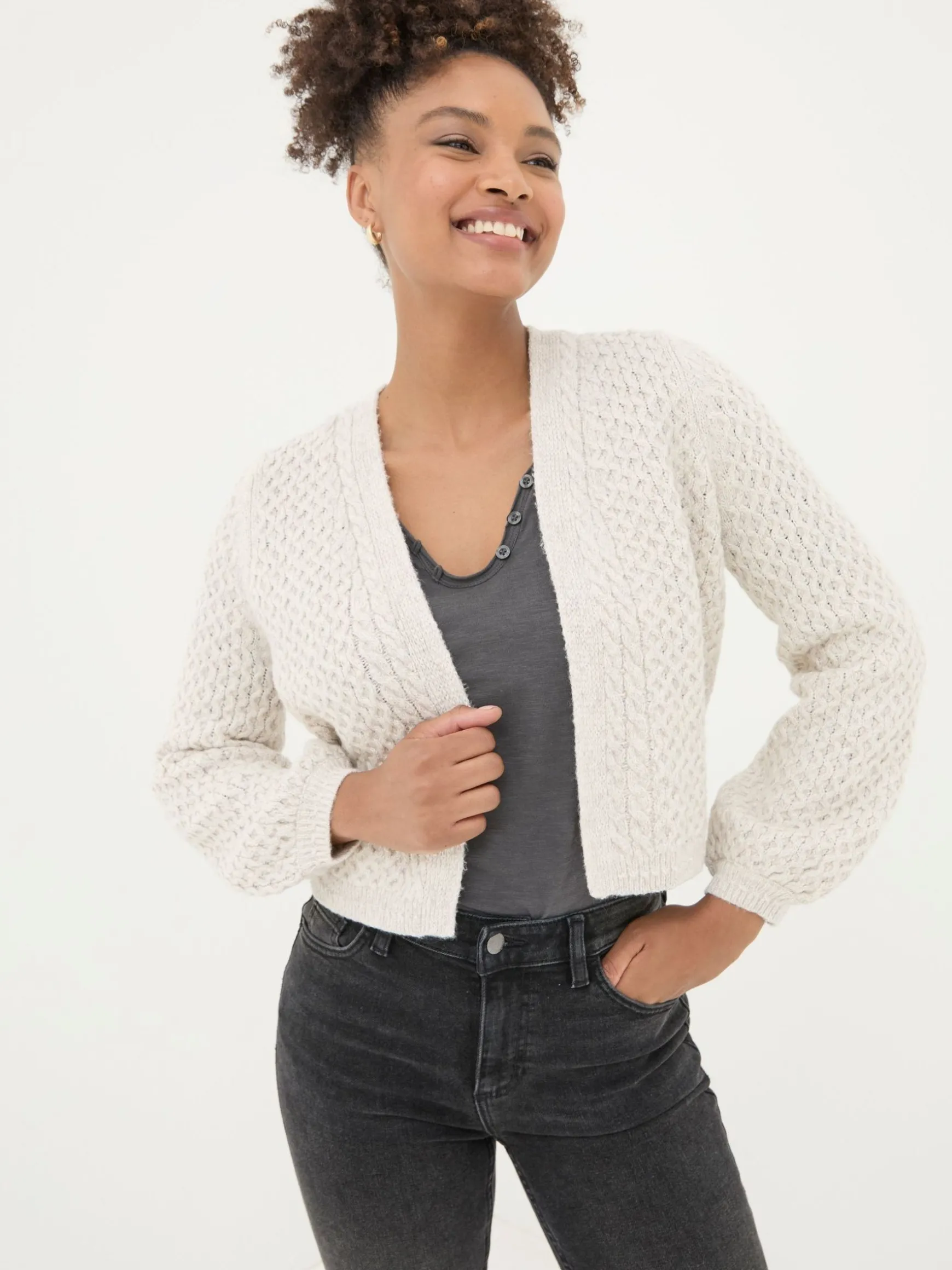 FatFace Anais Cardigan Ivory Hot