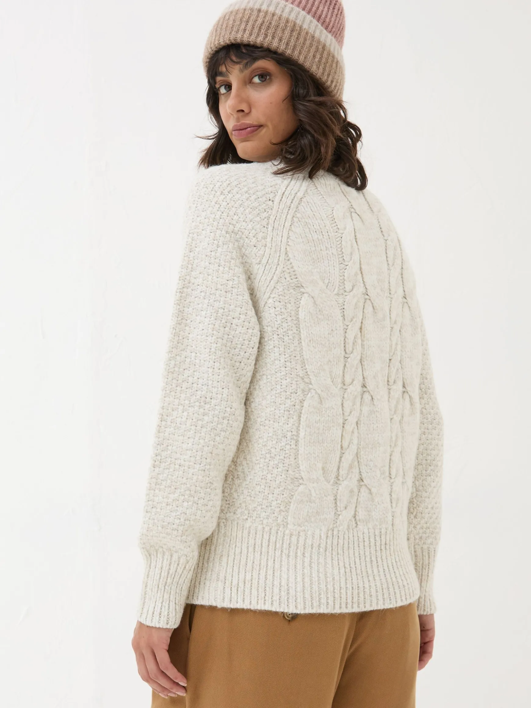 FatFace Cali Cable Jumper Ivory Flash Sale