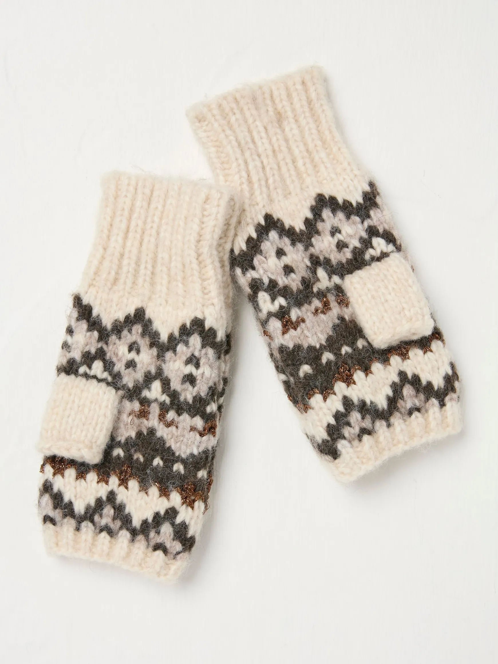 FatFace Fairisle Cuffs Ivory Best