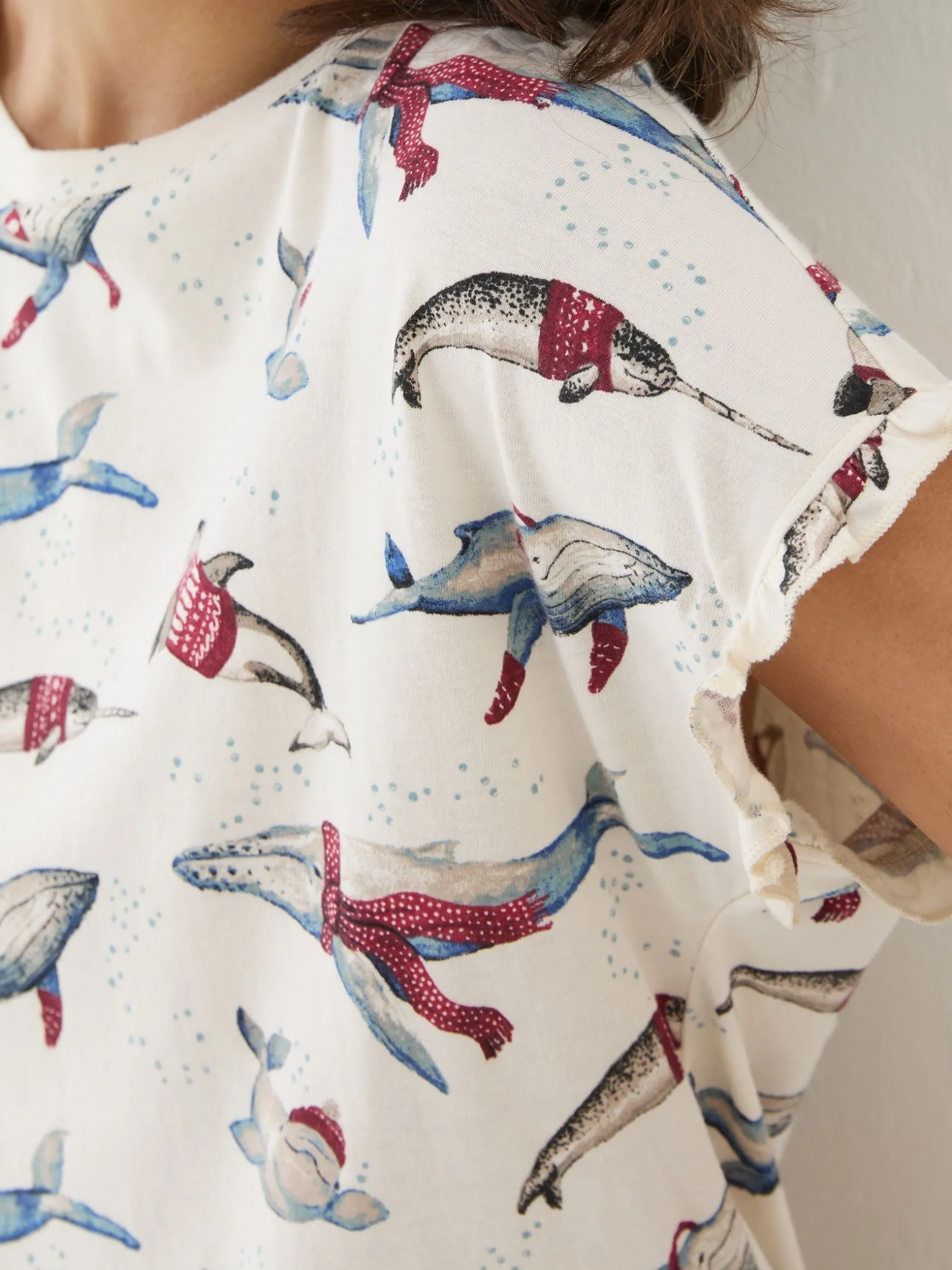 FatFace Shelter Wilson The Whale Pyjama Shorts Set Ivory Best