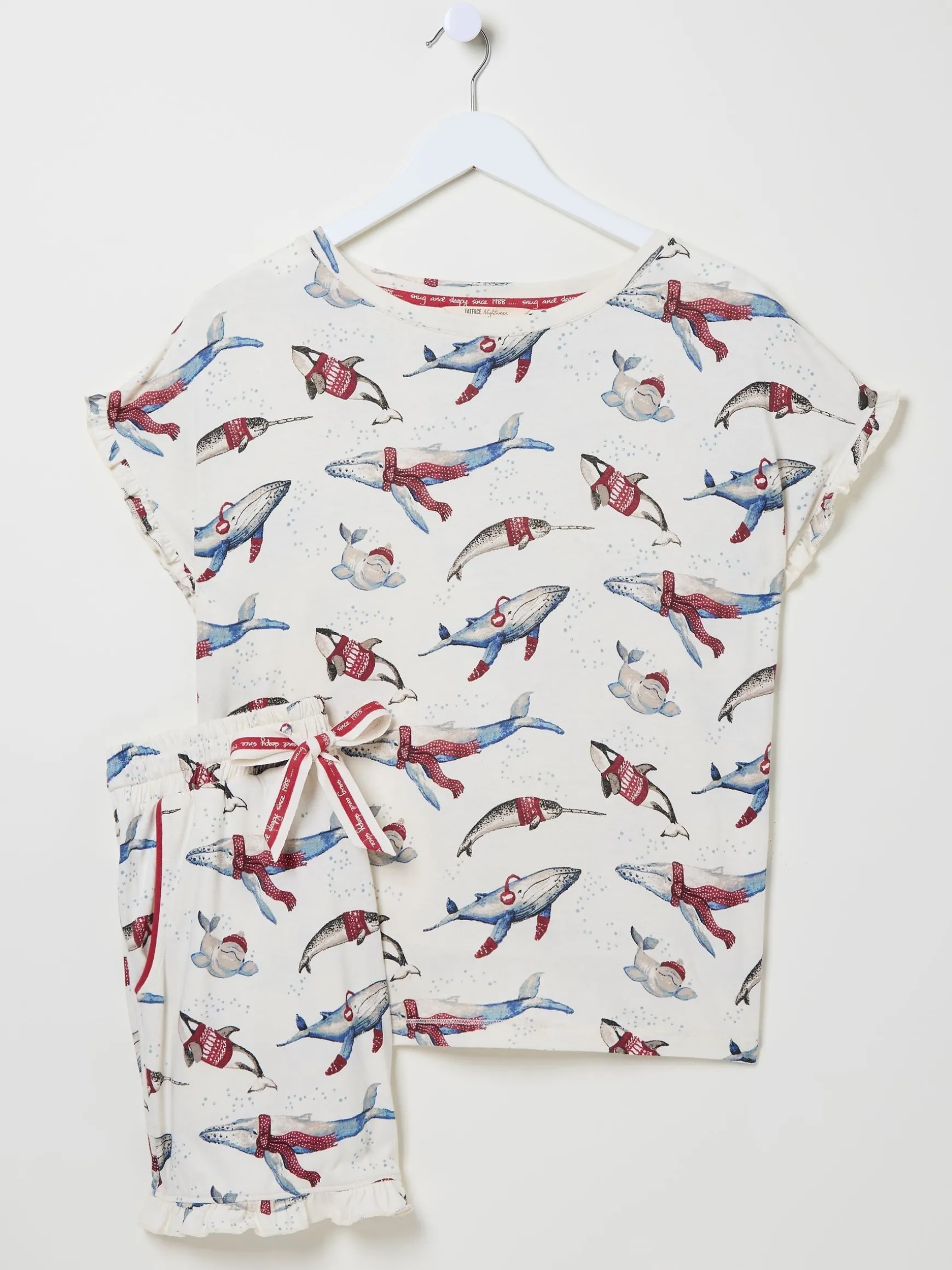 FatFace Shelter Wilson The Whale Pyjama Shorts Set Ivory Best