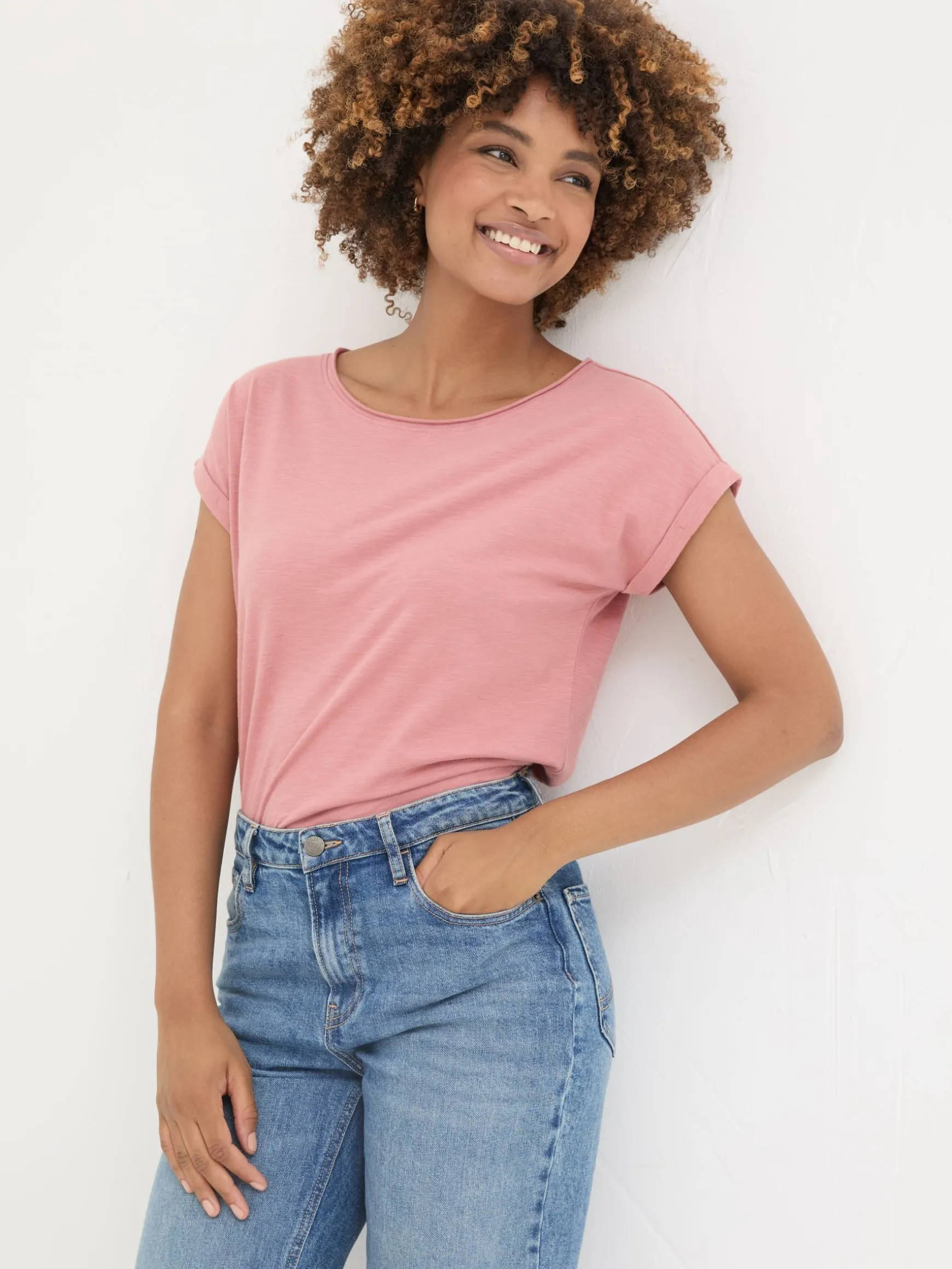 FatFace Ivy Organic Cotton T-Shirt Blush Pink Cheap