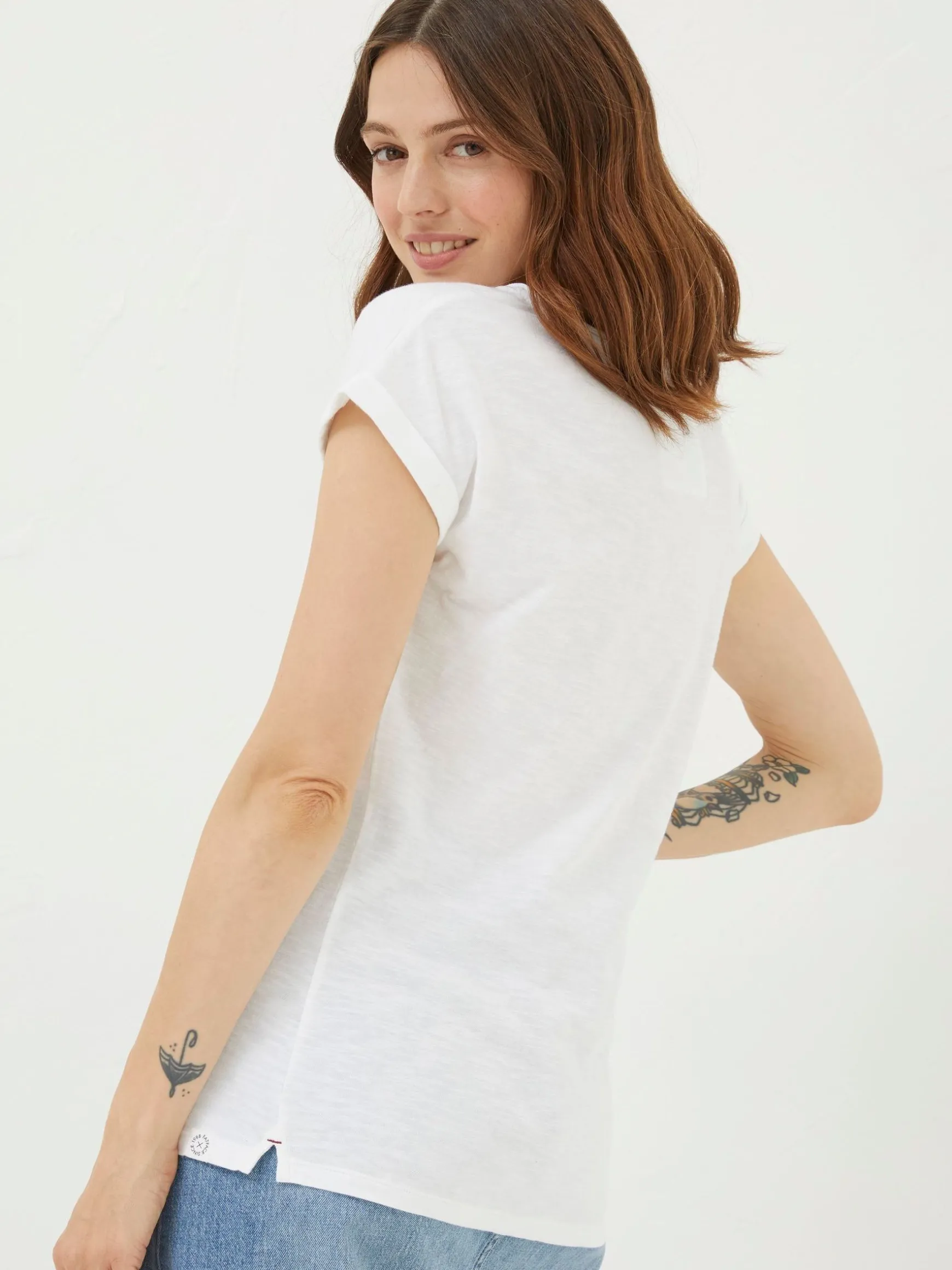 FatFace Ivy Organic Cotton T-Shirt White Clearance