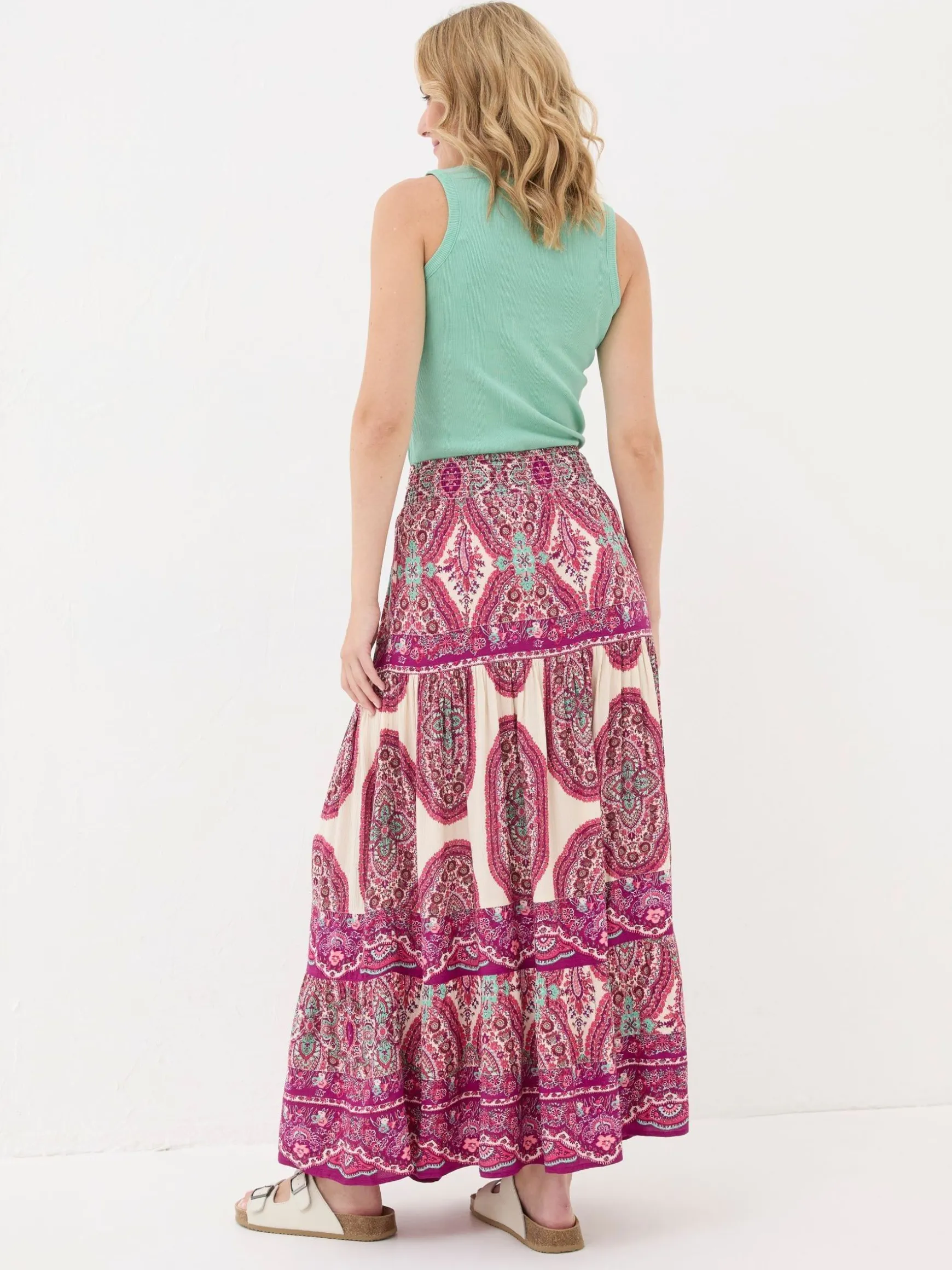 FatFace Jayla Detail Paisley Maxi Skirt Purple Outlet