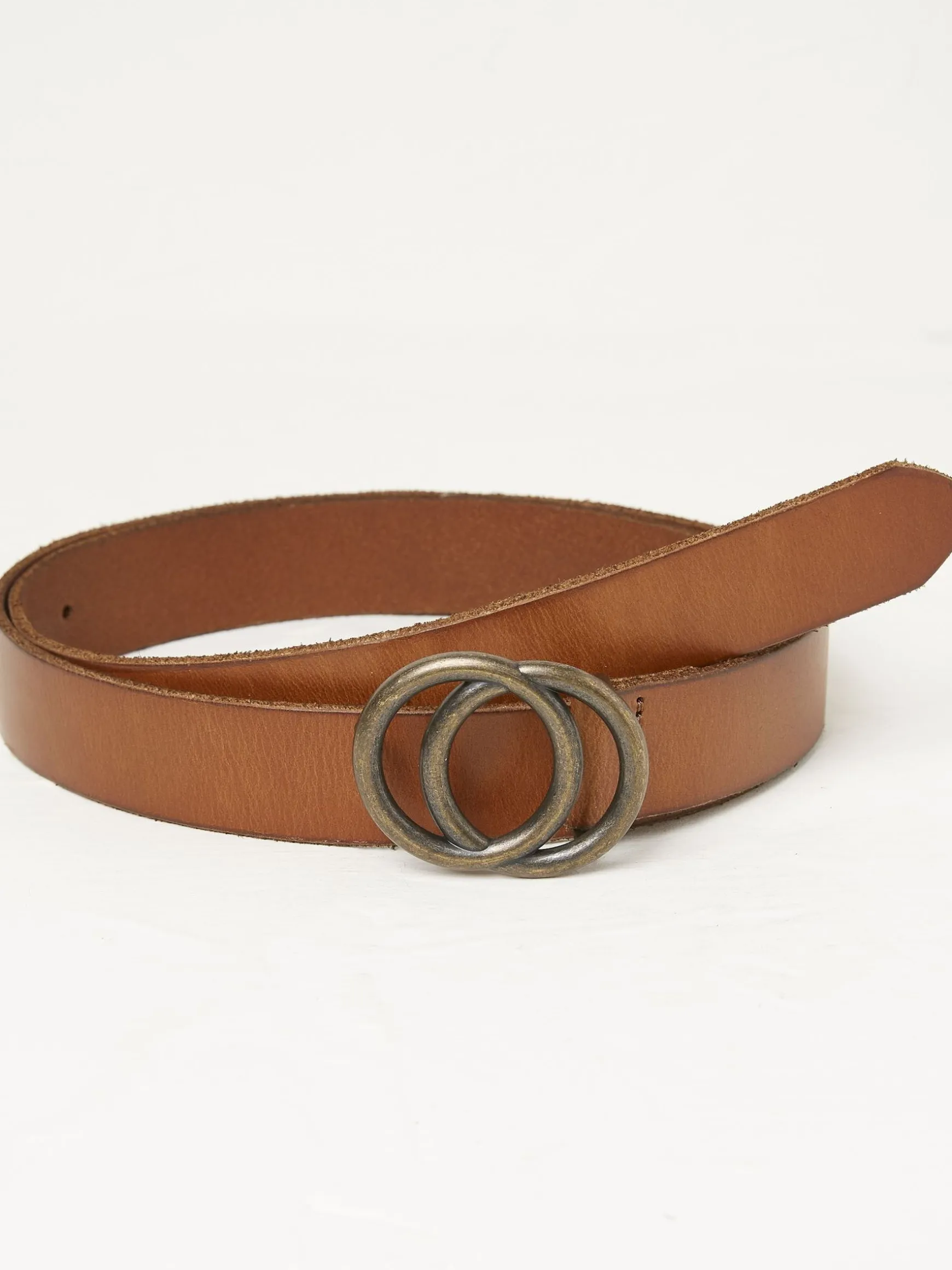 FatFace Jean Double Circle Belt Brown Discount