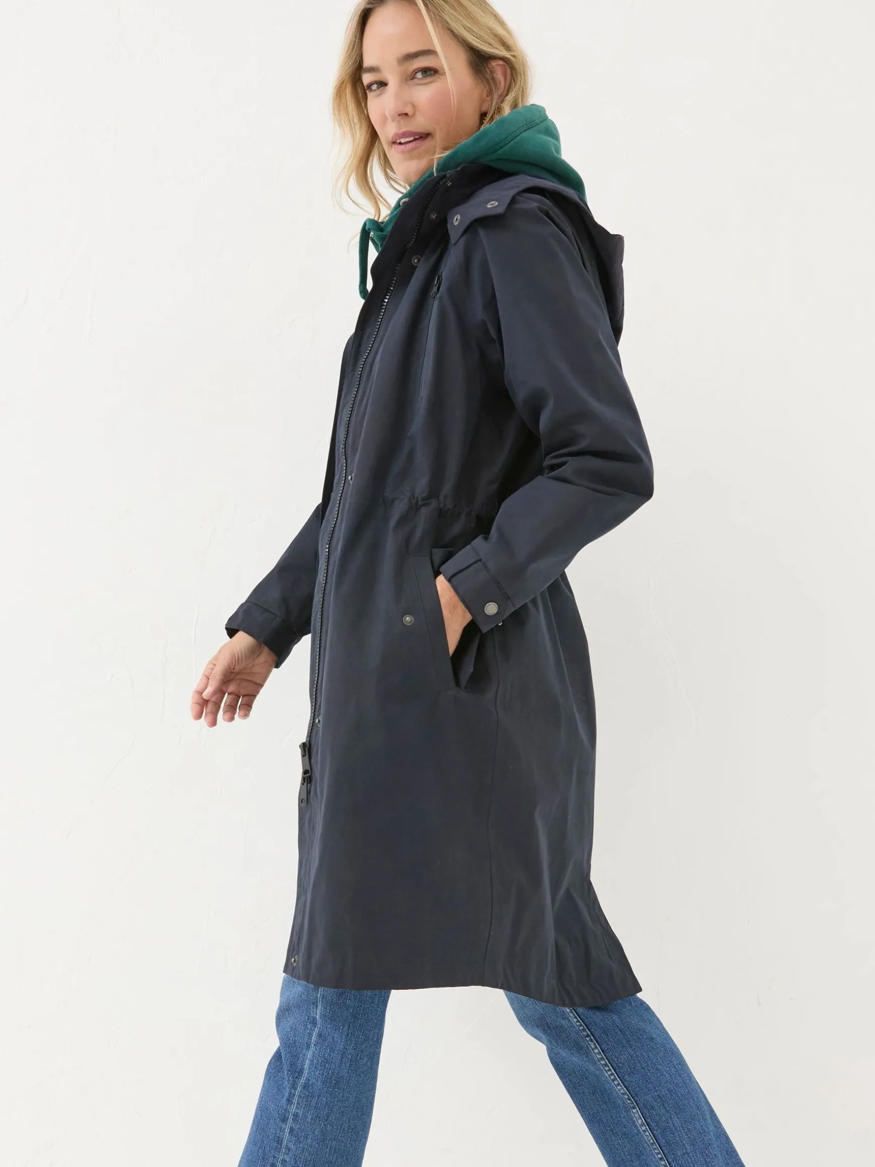 FatFace Juno Waterproof Long Coat Navy Best Sale