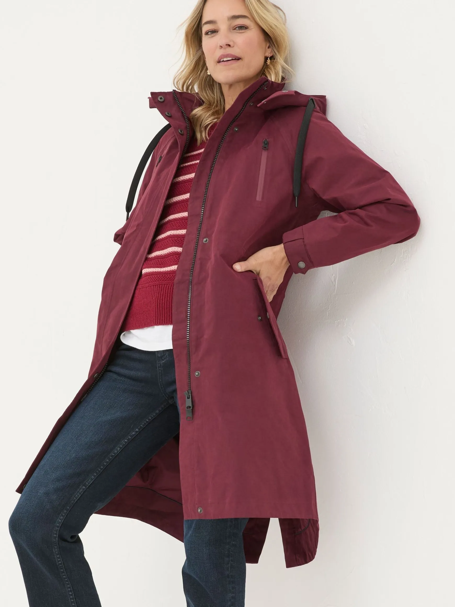 FatFace Juno Waterproof Long Coat Red Fashion